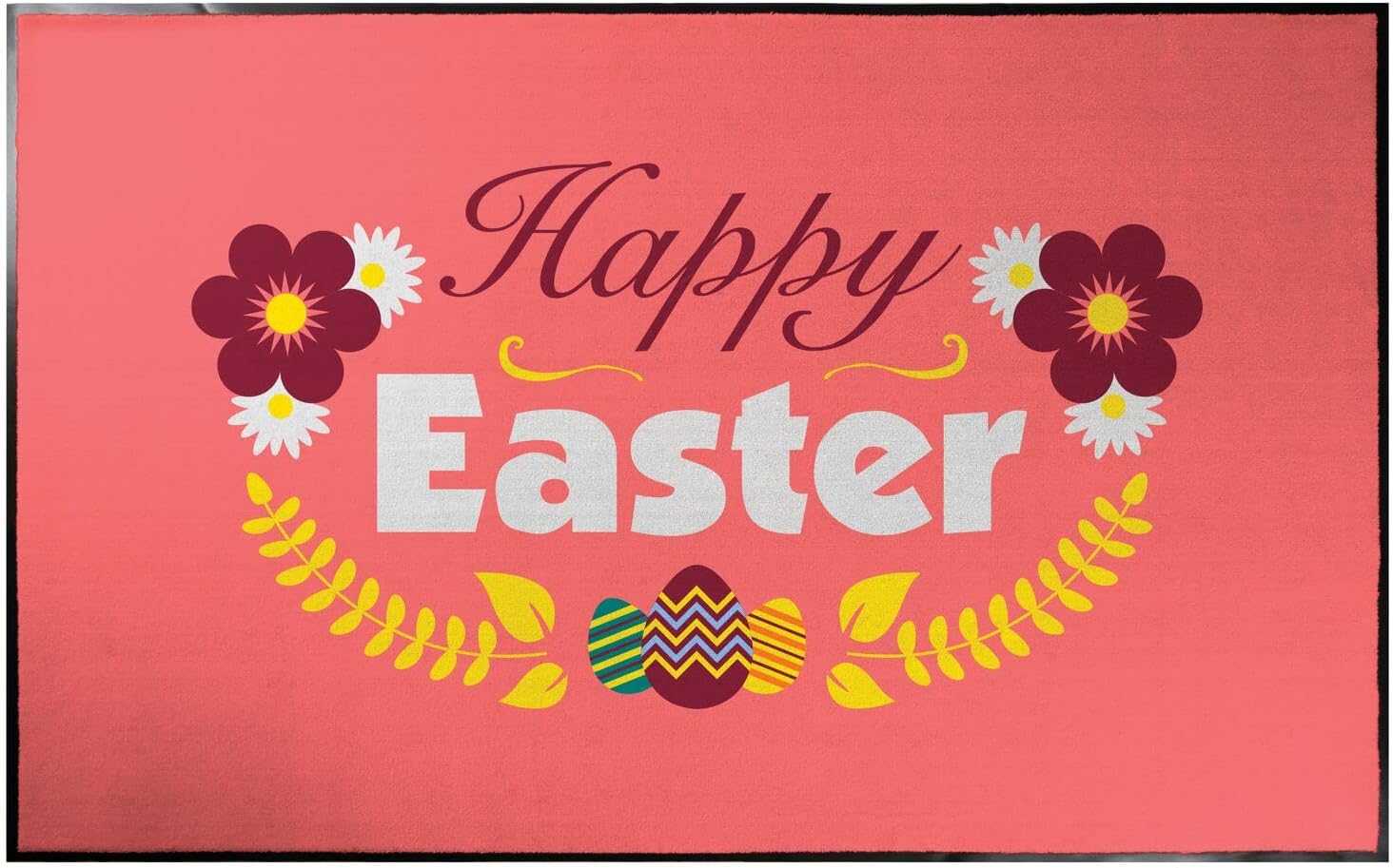 Notrax 2'x3' Happy Easter Flowers Floor Mat with Vinyl Backing for Indoor/Outdoor Use, Pink, 195SEF23PK