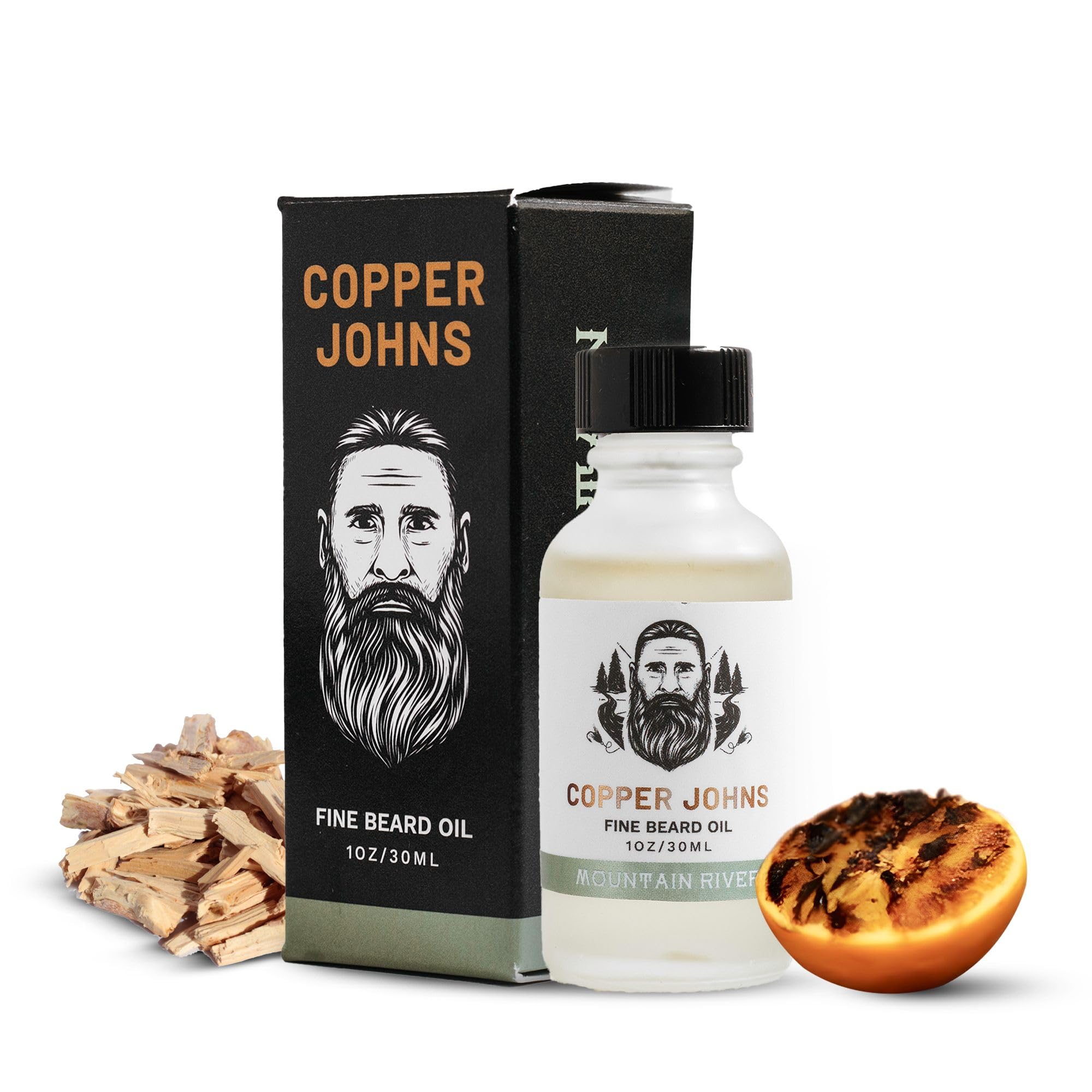 Copper Johns Beard Oil for Men with Olive Oil, Jojoba Oil, Argan Oil and Sea Minerals that Increase Softness, Smoothness and Thickness of Beard (Mountain River)