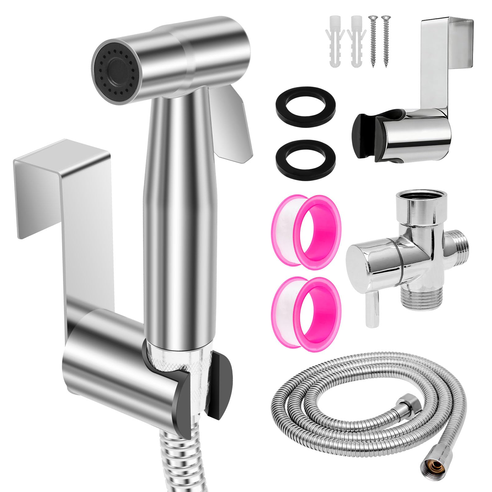 Handheld Bidet Sprayer for Toilet with Adjustable Water Pressure Stainless Steel Toilet Bidet Sprayer for Bathing Pets Cleaning