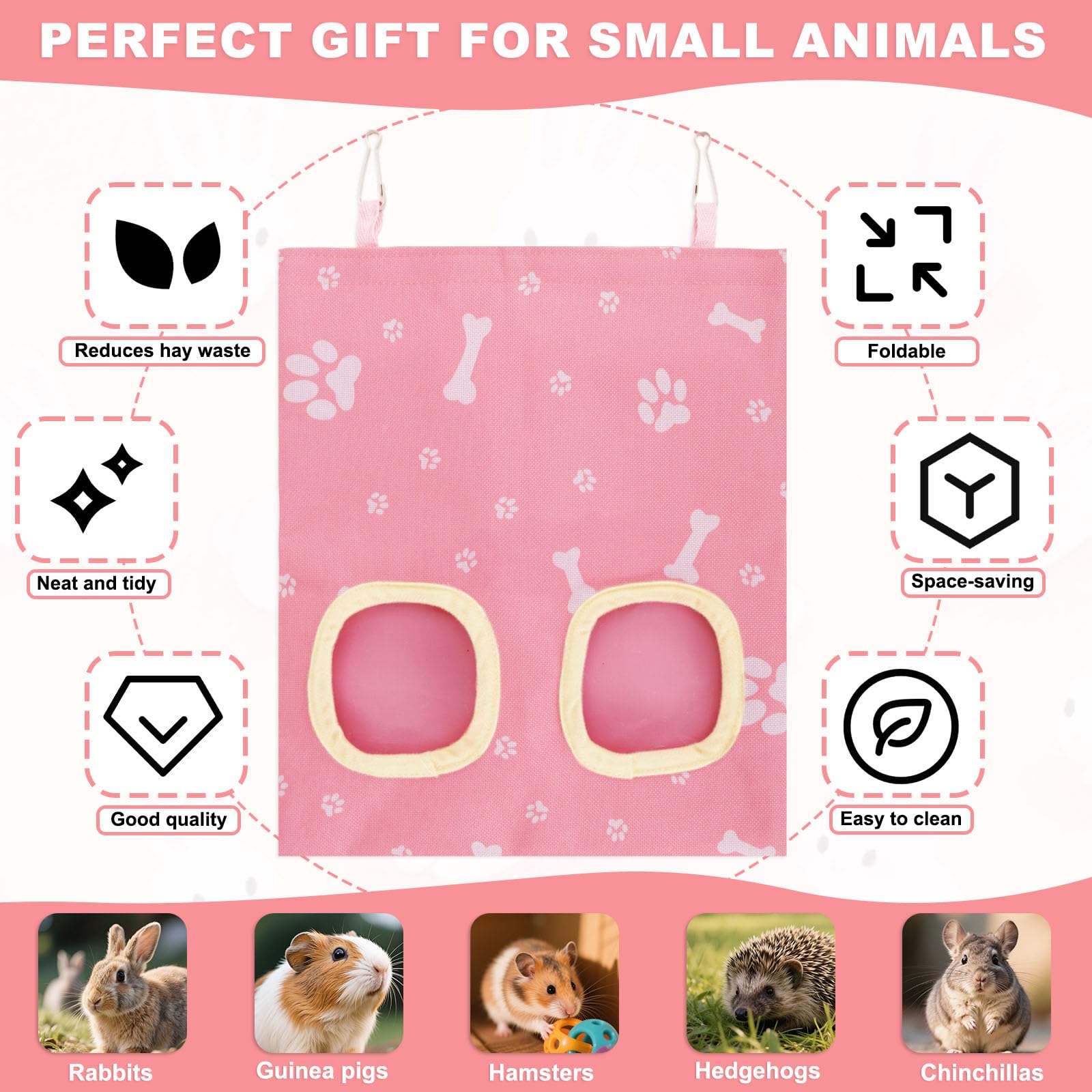 Penitue 2pcs Rabbit Hay Feeder Bag with 2 Holes - Image 4