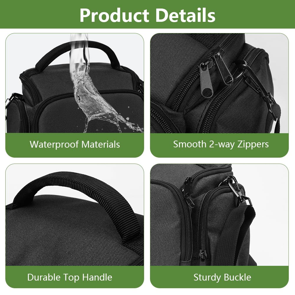 Ainiv Borsa per Fotocamera, Borsa a Tracolla per Fotocamera, Borsa Fotocamera Slr, Piccola Borsa a Tracolla Singola Crossbody Custodia con Cinghia Regolabil,per Macchina Fotografia DSLR/SLR, Nero