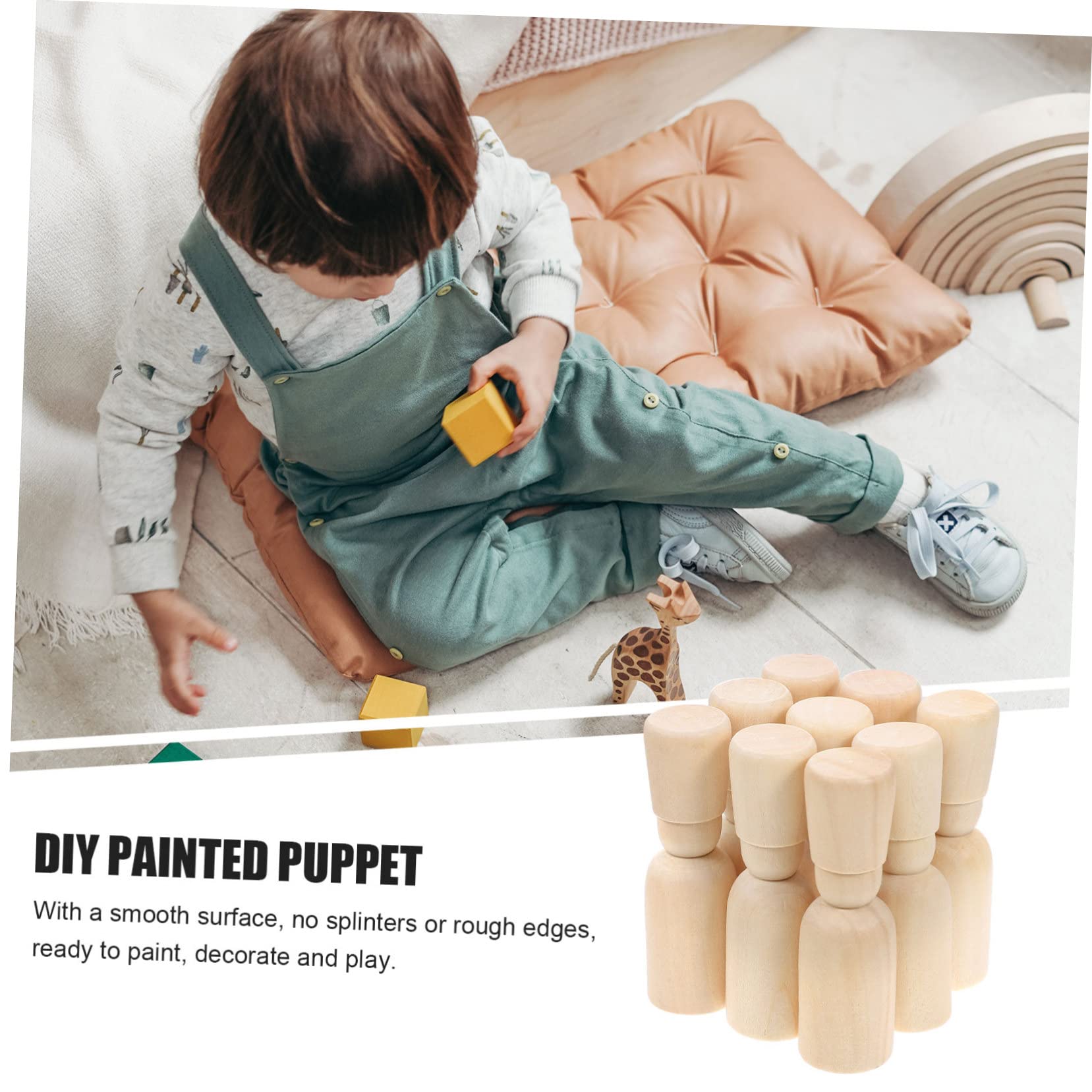 Muñecas de Clavija de Madera para Pintar Kit de Manualidades Infantiles con 20 Piezas, Superficie Lisa, Diseño con Sombrero, Adecuado para Actividades Creativas y Educativas