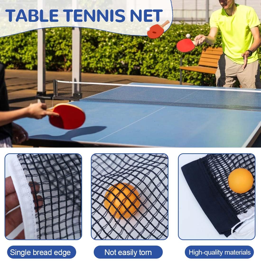 Filet de Ping-Pong 1 Pièces Filet de Tennis de Table Professionnel Portable Filet de Ping-Pong en Polyester pour Remplacer Filet de Tennis de Table Cassé, pour Entraînement de Compétition et Jeu