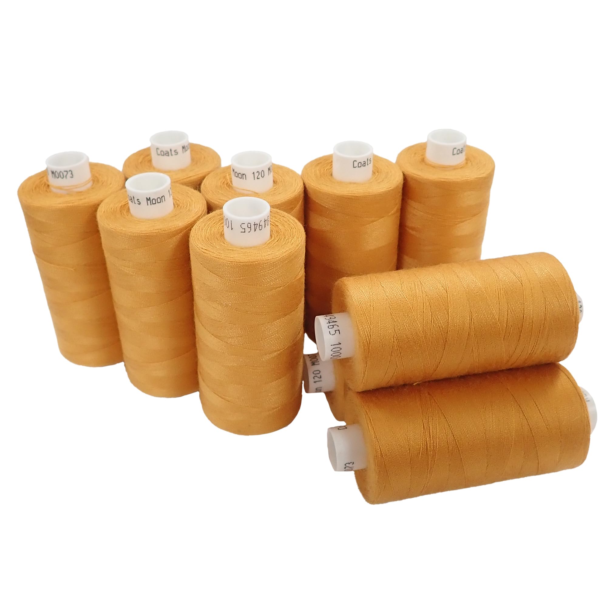 Moon Thread Mustard Spun Polyester Sewing Thread - 1000M, Set of 10