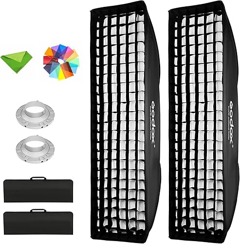Godox - Softbox de tira de 13.8 x 63.0in con rejilla de panal de abejas y montaje de Bowens Speedring para estudio, luz de flash estroboscópico