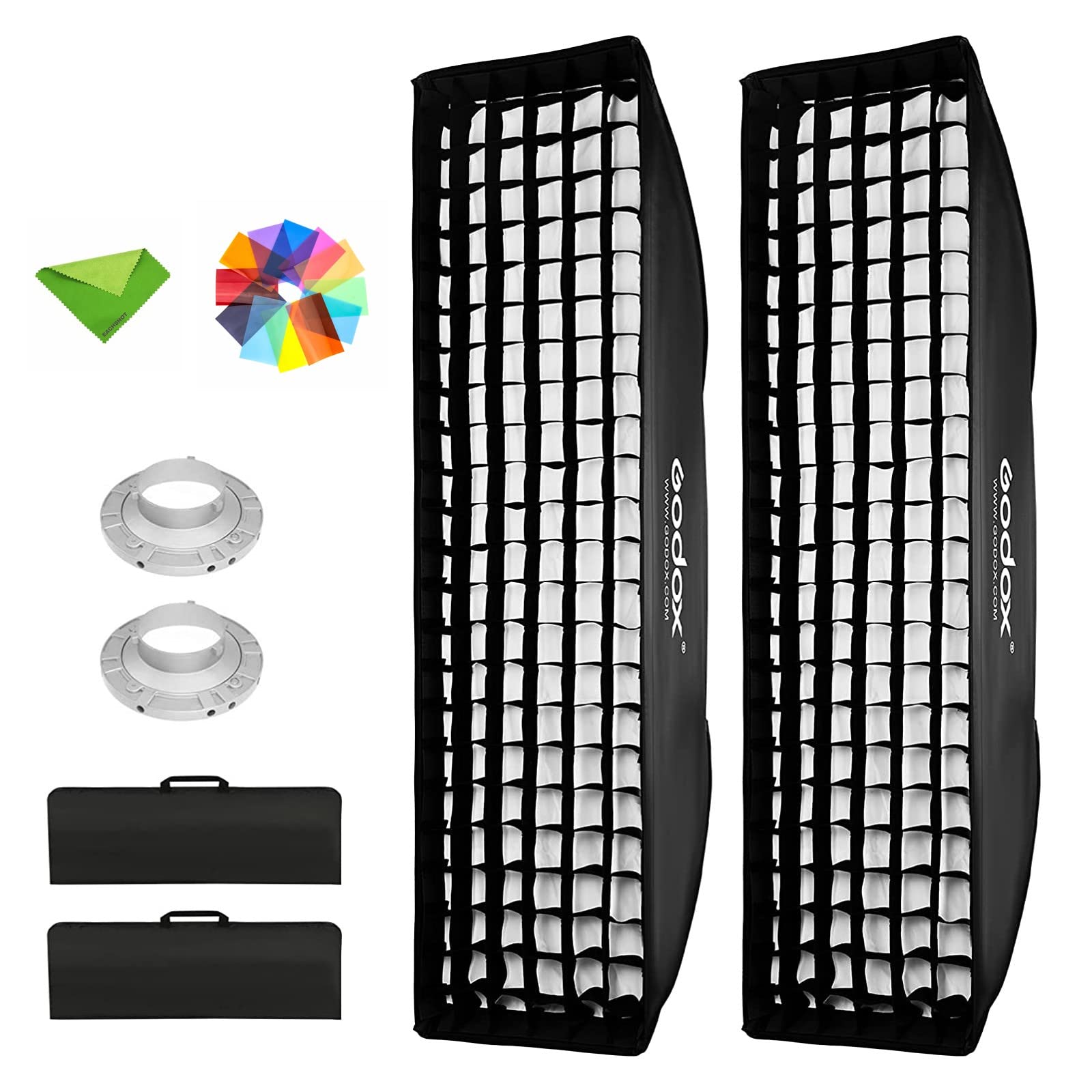 Godox Strip Softbox 35 x 160cm Honeycomb Grid Softbox & Bowens Mount Speedring Bowens Mount for Studio Strobe Flash Light Speedlight Speedlite (2PCS)