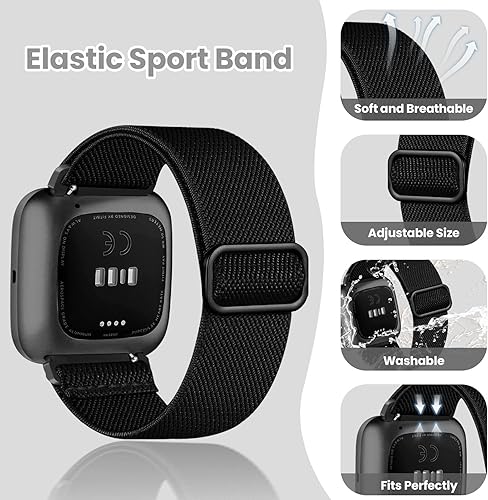 Miniatura 3 de Zspoly Paquete de 8 bandas elásticas compatibles con Fitbit Versa 2VersaVersa LiteVersa SE para mujeres y hombres, correa trenzada de nailon