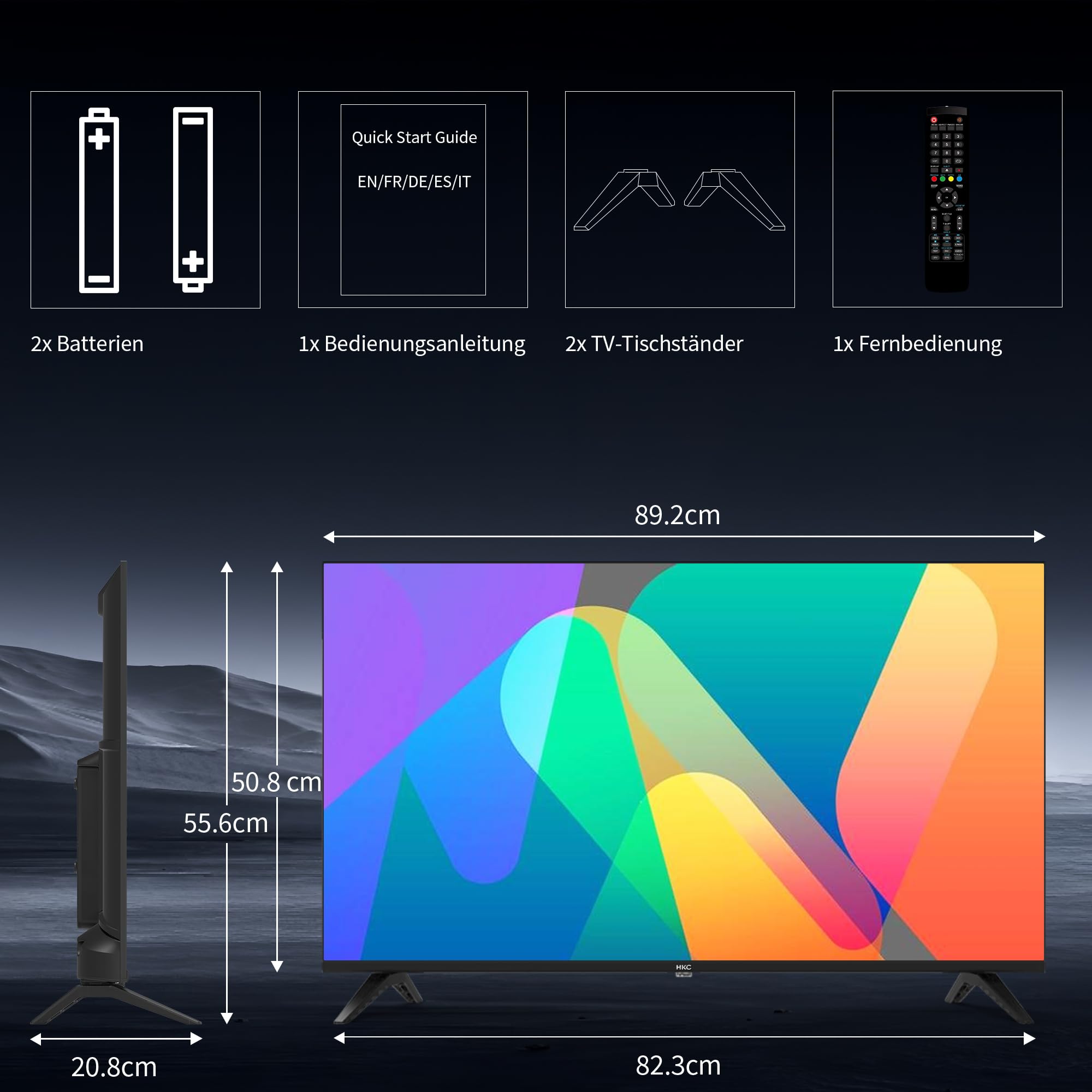 HKC H40Q1F-NS Téléviseur 40 Pouces Full HD LED TV Triple Tuner Dolby Audio HDMI