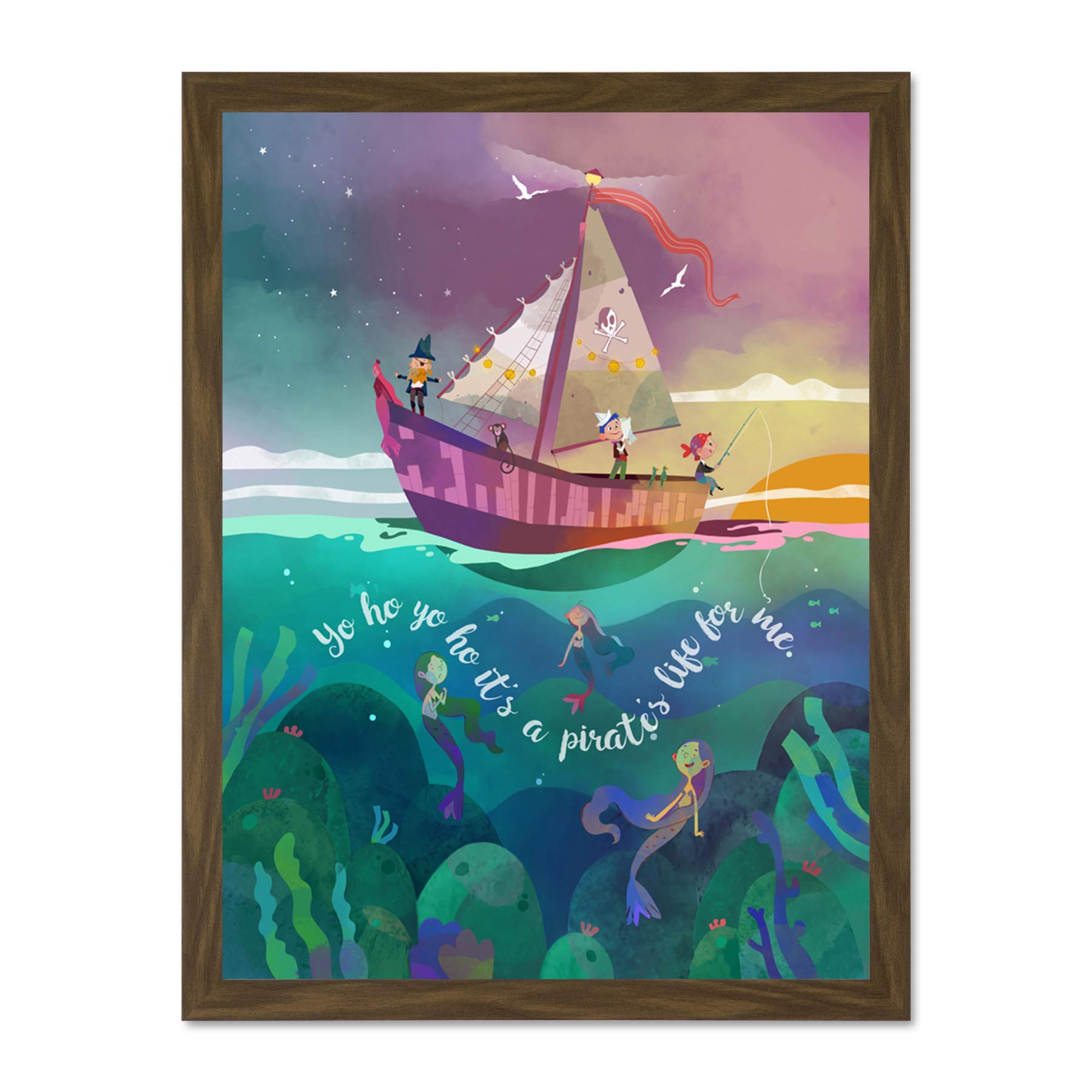 Wee Blue Coo Pirates Life Mermaids Large Framed Art Print Poster Wall Decor 18x24 inch