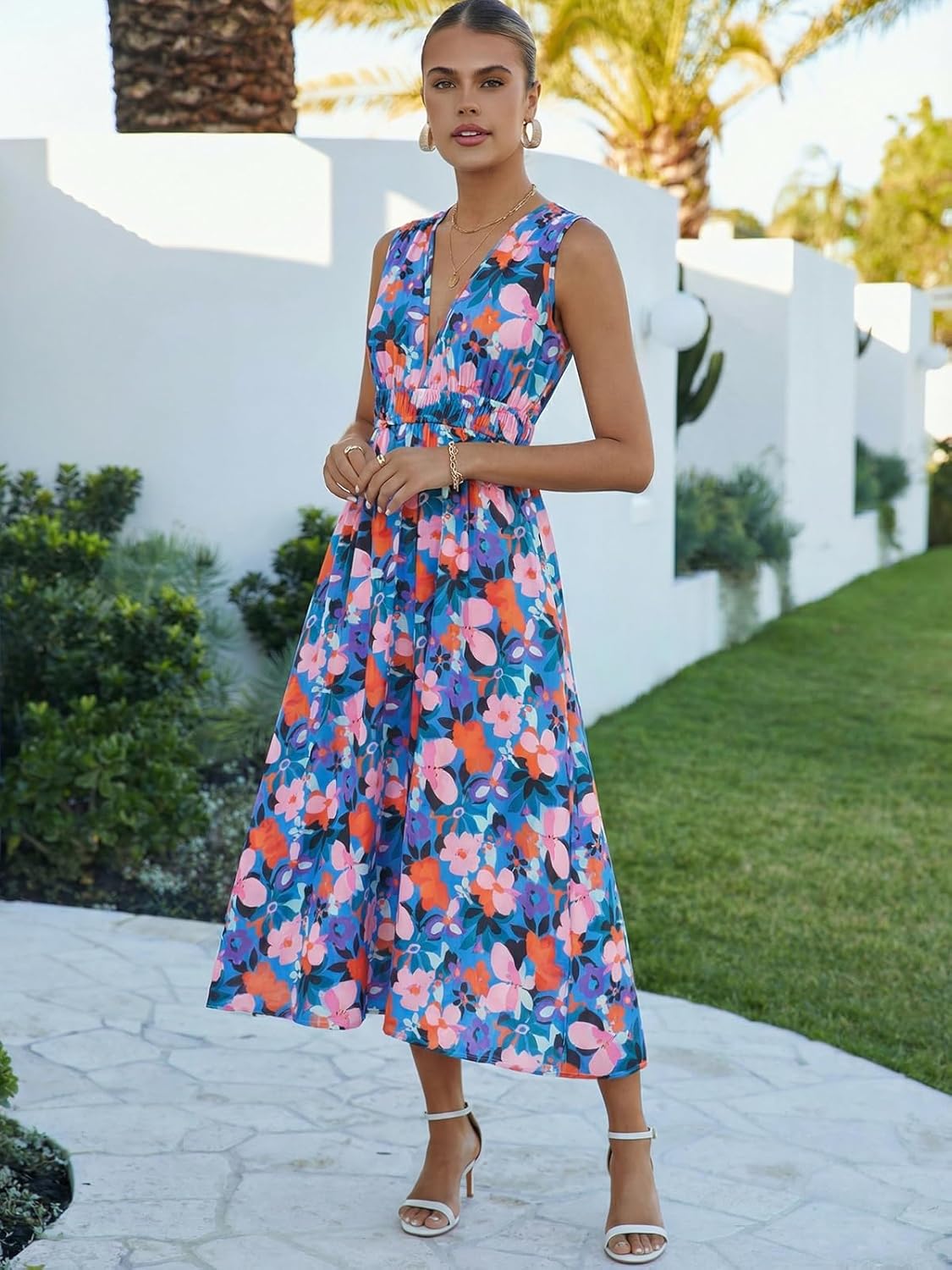 Women's Sleeveless Floral Maxi Dress 2026 Sundresses Spring Summer Wedding Guest - Image 5