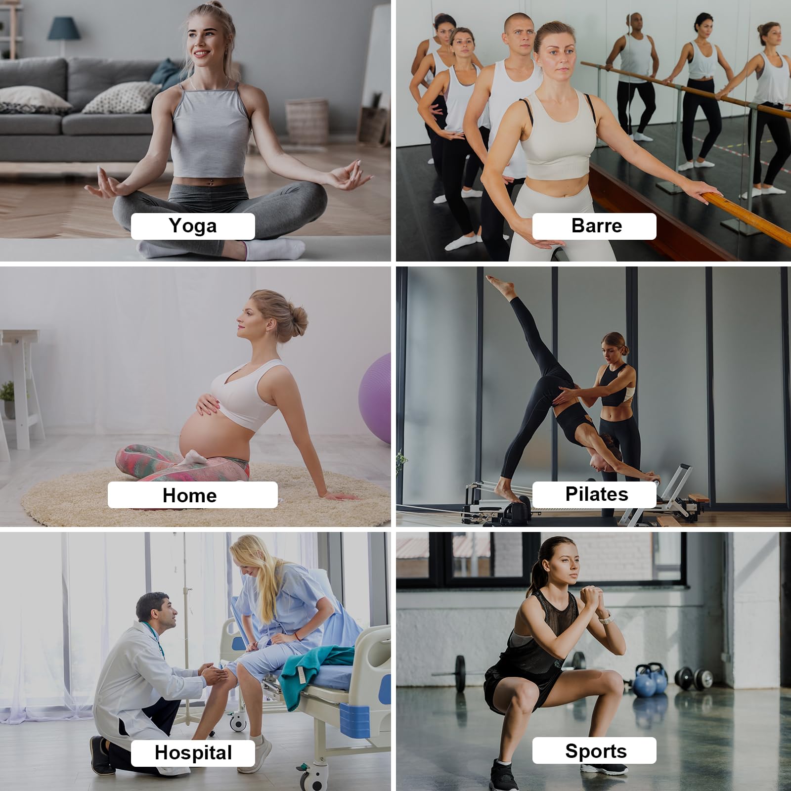 Grip - Calcetines de pilates para mujer, calcetines antideslizantes para yoga, entrenamiento, gimnasio, hospital, 3 pares
