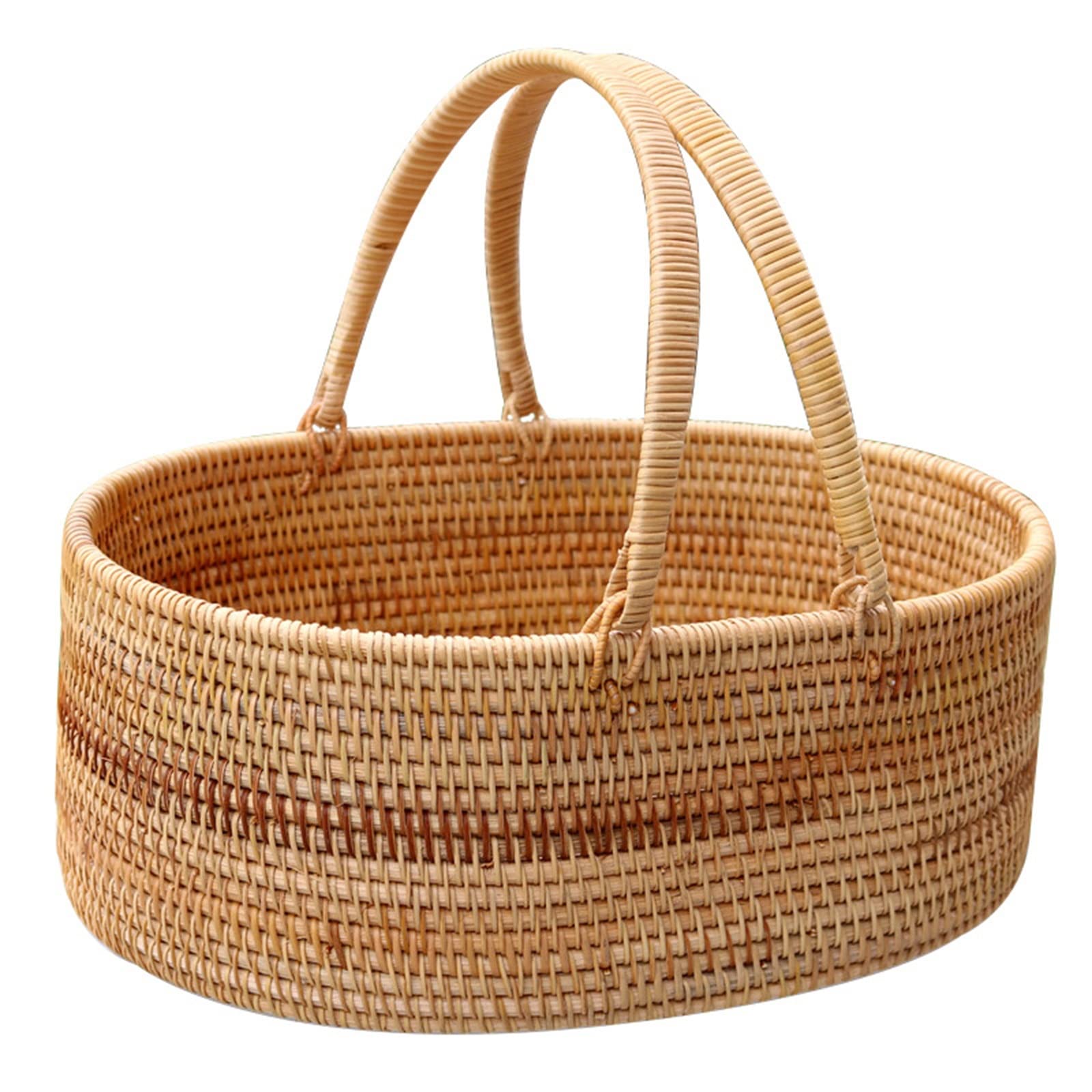 Wicker Picnic Basket Rattan Woven Storage Snack Fruit Portable Picnic Basket for Picnic Camping Outdoor