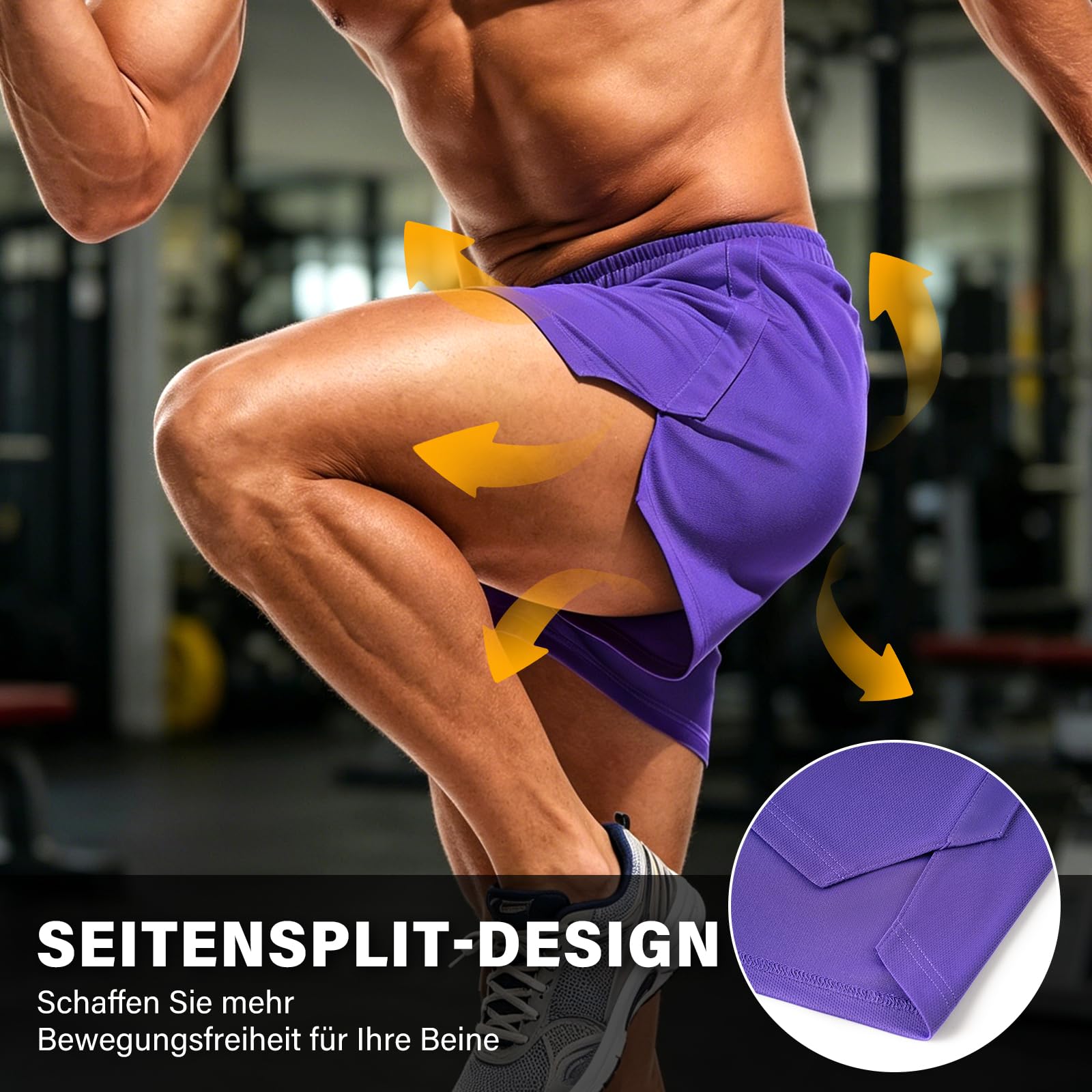 Amy Coulee Short de sport court en maille pour homme - Séchage rapide - Avec cordon de serrage intérieur