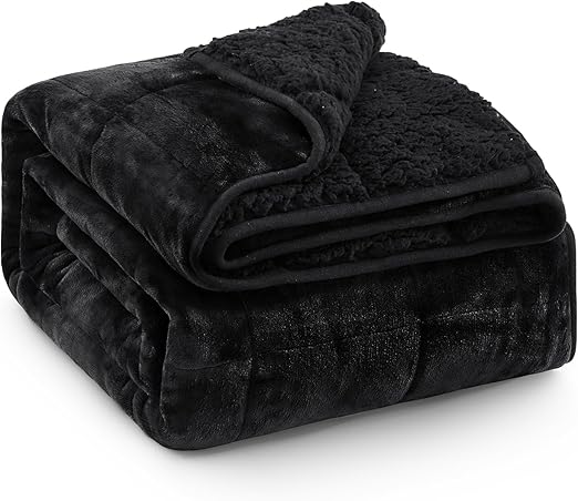 Super Fuzzy Soft Sherpa Fleece Weighted Blanket, 15 lbs Dual Sided Fluffy Heavy Weighted Blankets for Adults - No Bunching with Double Layers of Soft Inner Lining (60"x 80", 15 Pounds)