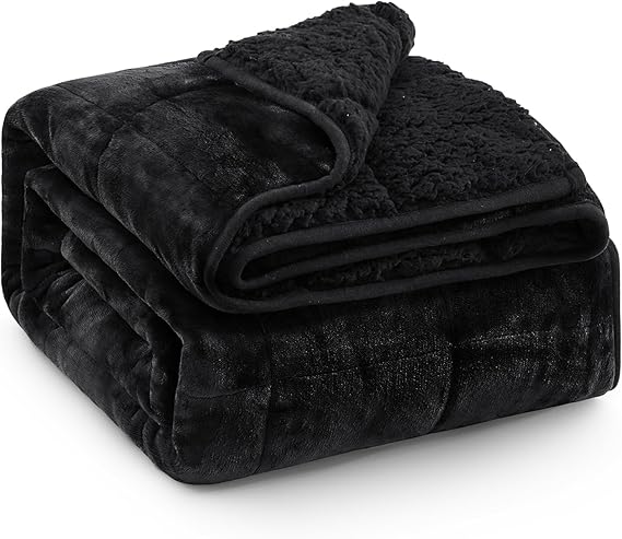 Super Fuzzy Soft Sherpa Fleece Weighted Blanket, 15 lbs Dual Sided Fluffy Heavy Weighted Blankets for Adults - No Bunching with Double Layers of Soft Inner Lining (60"x 80", 15 Pounds)