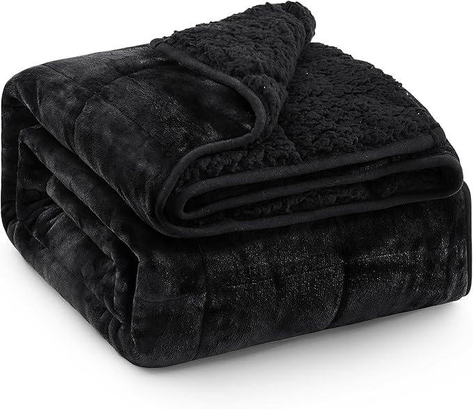 Super Fuzzy Soft Sherpa Fleece Weighted Blanket, 15 lbs Dual Sided Fluffy Heavy Weighted Blankets for Adults - No Bunching with Double Layers of Soft Inner Lining (60"x 80", 15 Pounds)