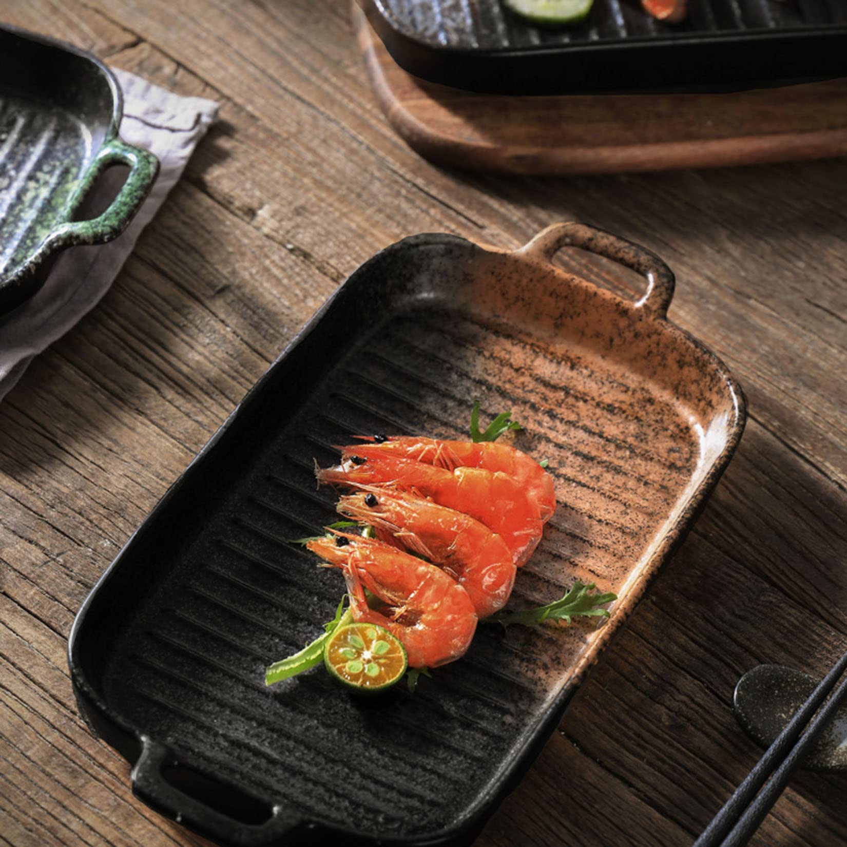 Porcelain Deep Dish Pie Pan Rectangular Set of 2, Cute Cake Dinner Porcelain Pie Plate for Baking, Porcelain Pie Baking Dish for Thanksgiving And Christmas Dinner,Black