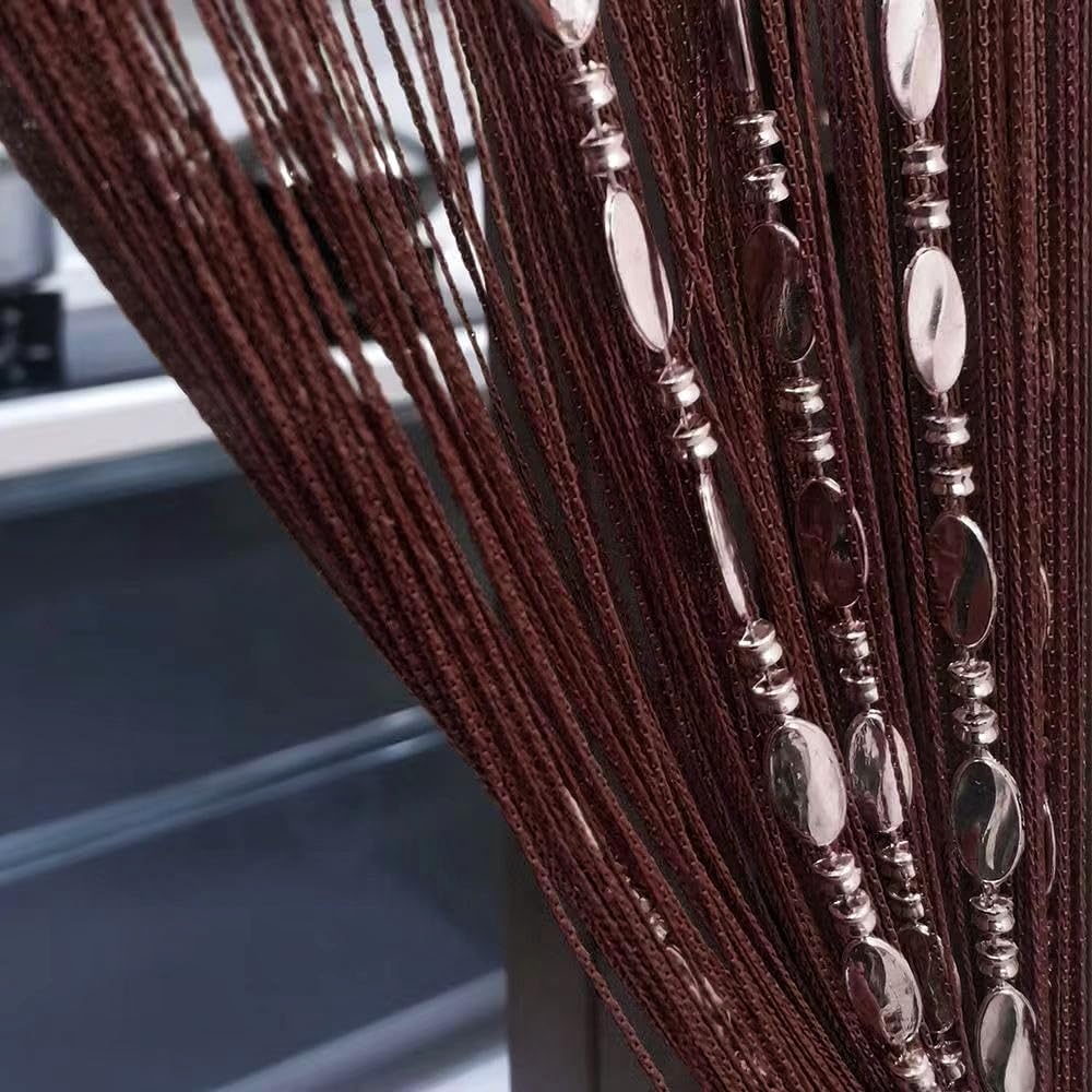ave split 100cmX200cm Decorative Door String Curtain Beads Wall Panel Fringe Window Room Divider Blind for Wedding Coffee House Restaurant Parts Door Divider Beads Tassel Screen Decoration (coffee25) thumbnail