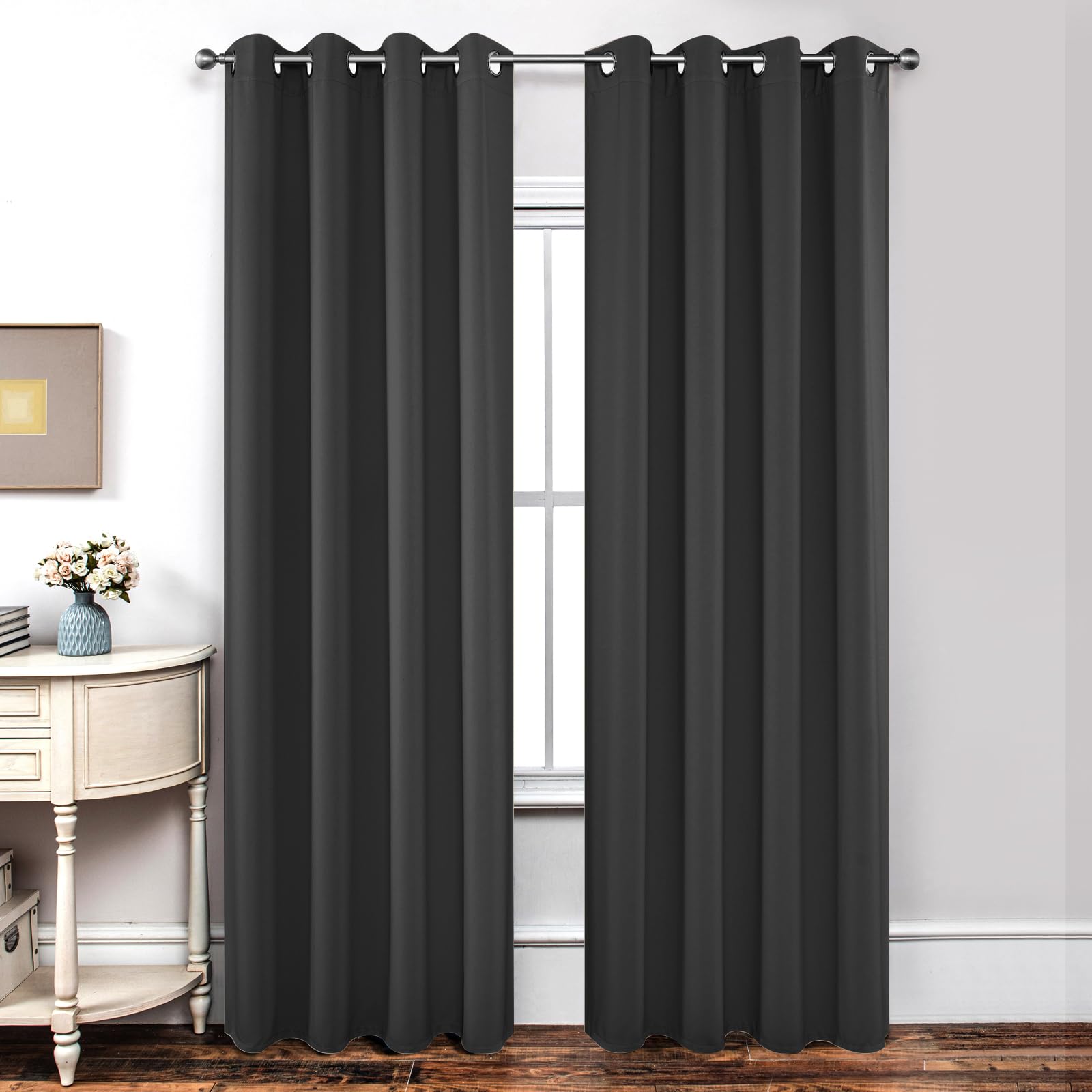 Joydeco Rideau Occultant 2 Pièces, Rideau Thermique Isolant Anti Chaleur Tenture Opaque à Oeillets Isolation Lumiere Anti UV Decoration Chambre Maison Salon Intérieurs