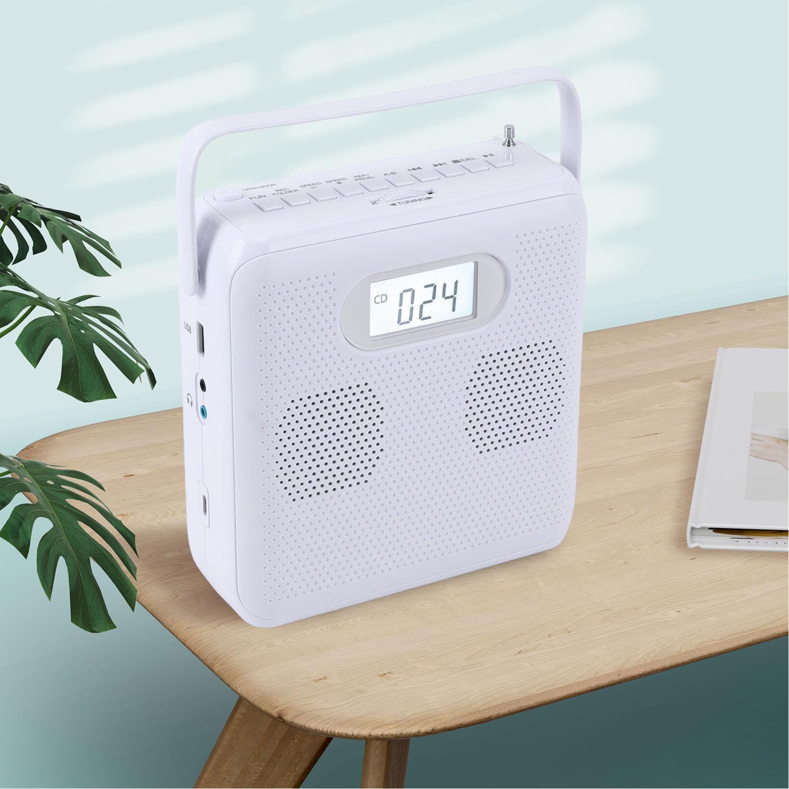 Fabater Przenośny Odtwarzacz CD, Domowy Odtwarzacz Muzyki CD do Samochodu, Obsługa Radia FM USB AUX MP3, Głośniki HiFi