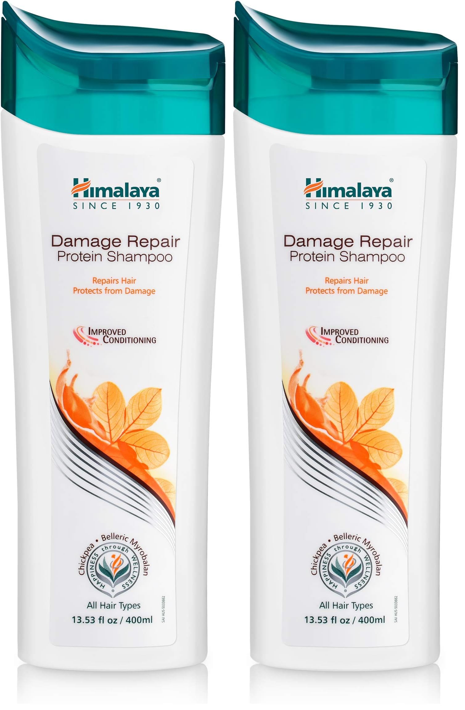 Himalaya Damage Repair Protein Shampoo, 2 Pack (13.53 Fl Oz / 400ml each) for Dry, Frizzy Hair, Repairs and Protects from Damage, Aloe Vera, Sesame Oil, Moisturizing, Unisex
