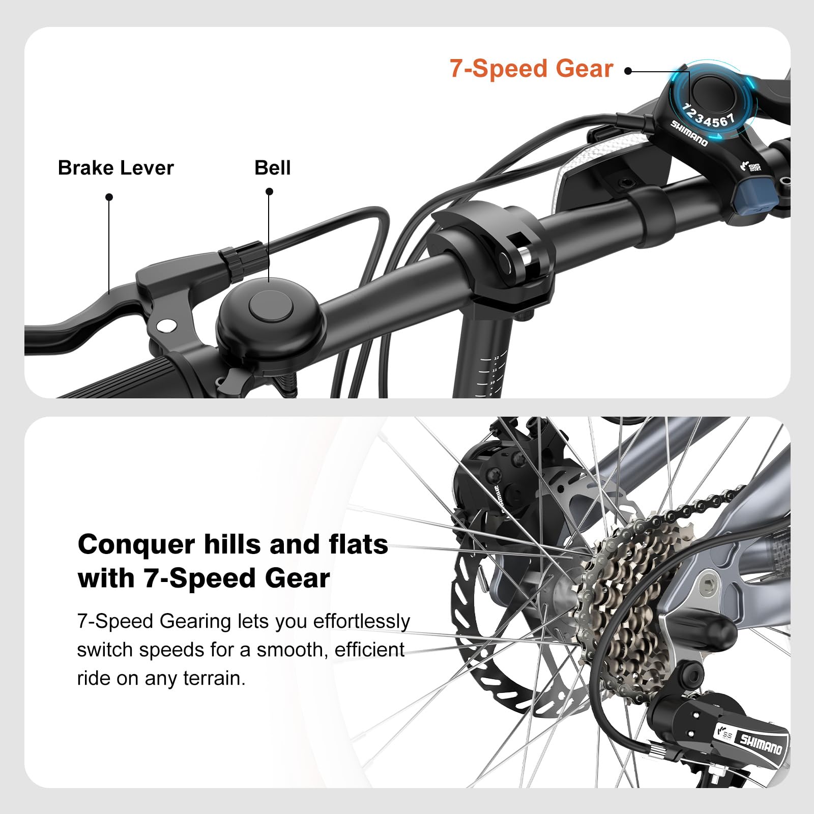 EVERCROSS EM1 Bici Pieghevole per Adulti e Ragazzi dai 12 Anni – Ruote 20", 7 Velocità, Doppi Freni a Disco, Telaio in Alluminio Leggero, Peso 12,7 kg, 99% Pre-montata, Adatta ad Altezze 150-185 cm