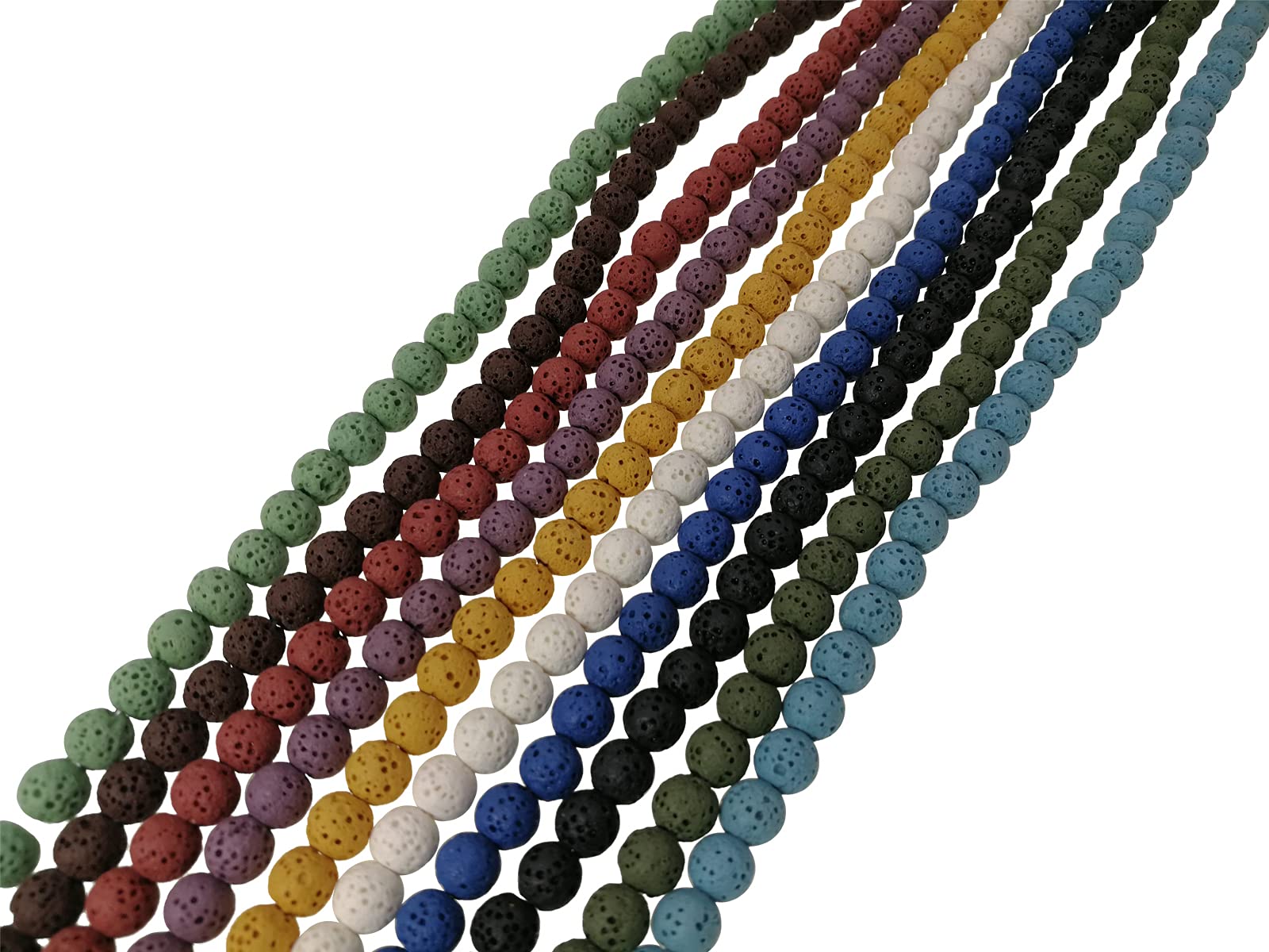 PAMIR TONG500pcs 6mm Bracelet Beads Kit Round Loose Lava Beads Natural Stone & Glass Beads Set for Diffuser Essential Oils Bracelets DIY Jewelry Making Supplies (6mm)