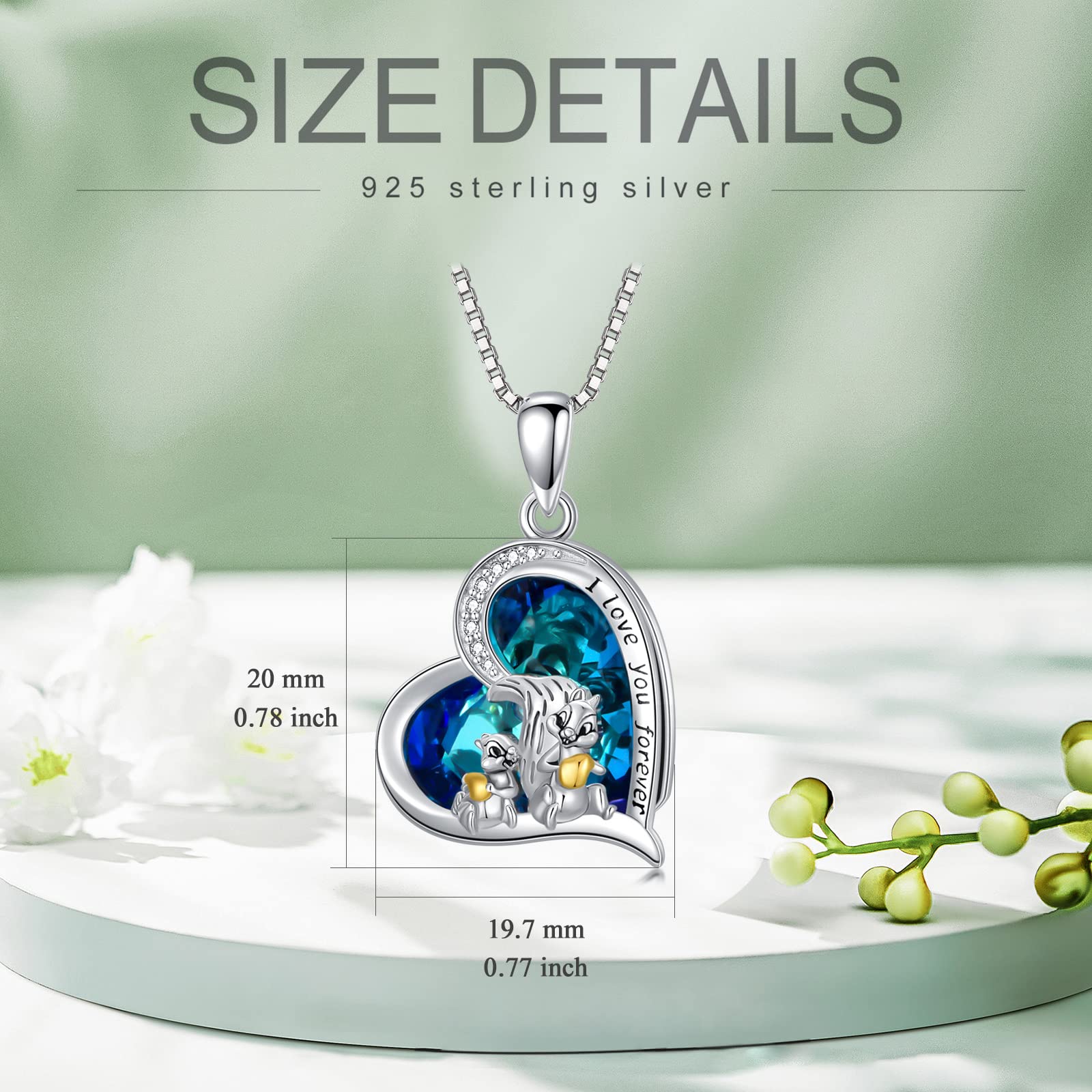 PROESS Collana con scoiattolo in argento Sterling 925, con cristalli, con ciondolo a forma di scoiattolo, idea regalo per donne e ragazze, Geeignet, Argento sterling, Nessuna pietra preziosa