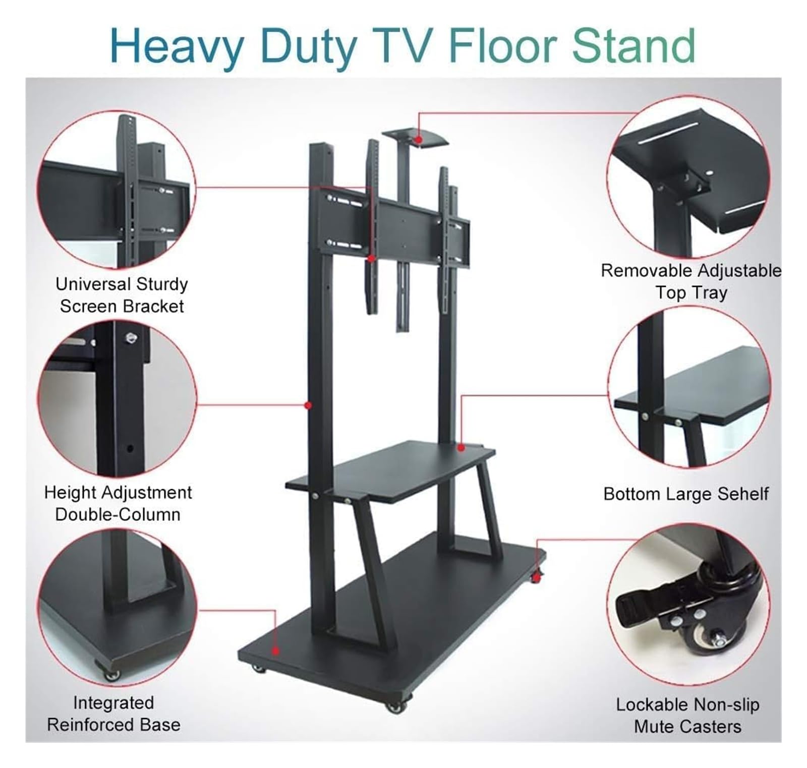 TABOJS Soporte para TV con Ruedas y Altura Ajustable, TV móvil para televisores de 3270 Pulgadas, Soporte para TV Resistente con Soporte de Montaje, Uso en el hogar y la Oficina