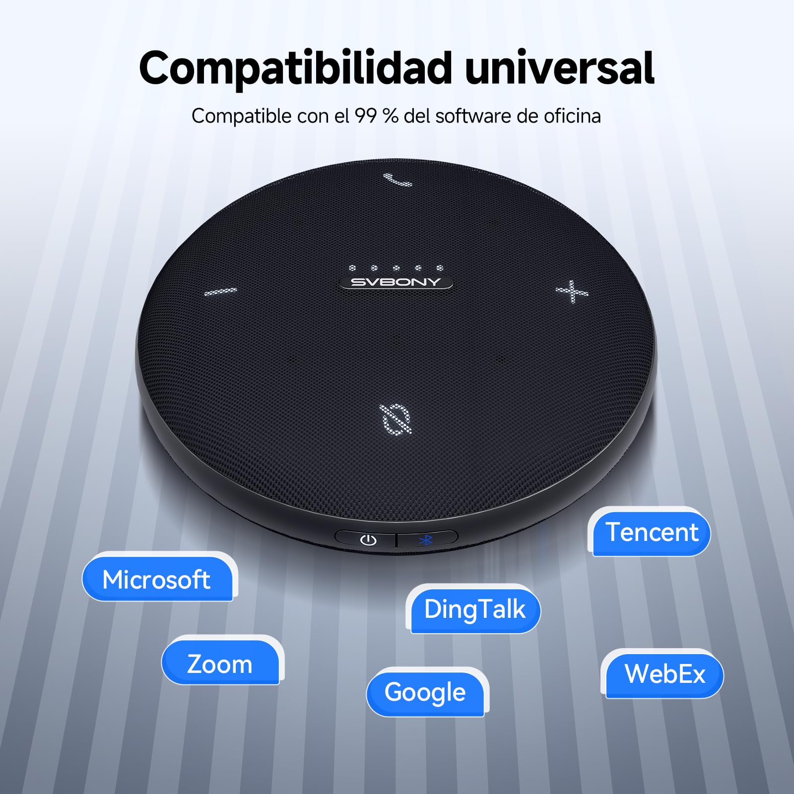 SVBONY Svhub Omni2 Altavoz y Micrófono para Conferencias, Altavoz Portátil, 4 Micrófonos con Cancelación de Ruido, Grabación de Voz Mejorada, 8Hde Duración de Llamada, para Salas de Reuniones Pequeñas