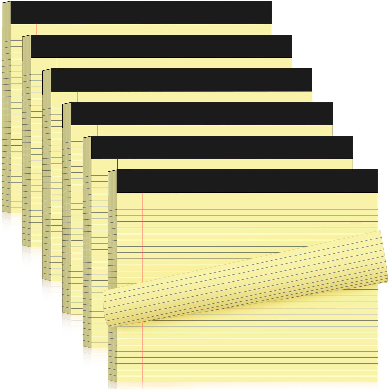 Jetec Lot de 6 blocs légaux lignés pour université - 50 feuilles de couleurs assorties - 27,9 x 24,1 cm - Carnet horizontal pour le travail, le bureau, les voyages (jaune)