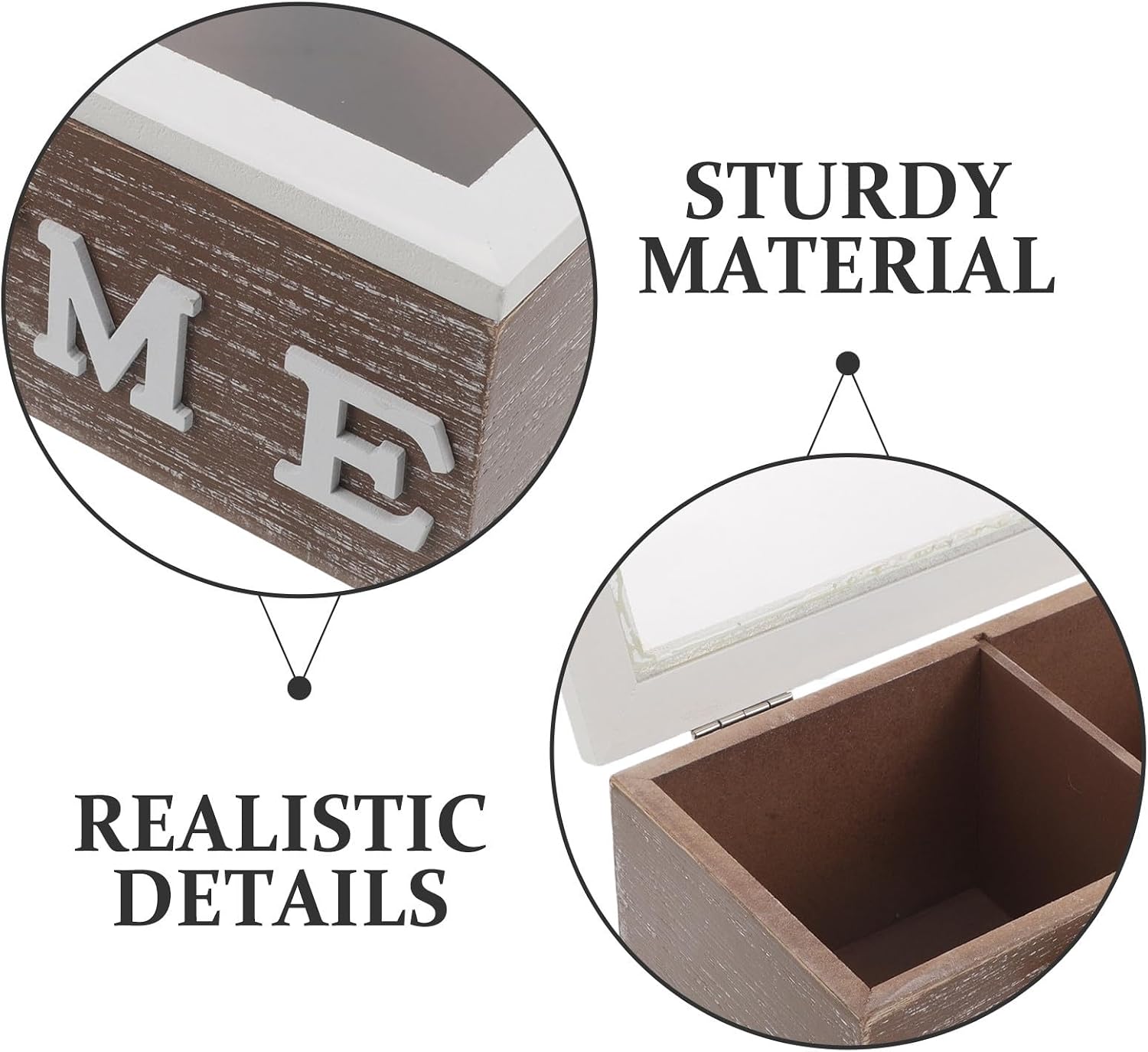Xmas Rustic Wood Tea Box Organizer with Divided Compartments image 3