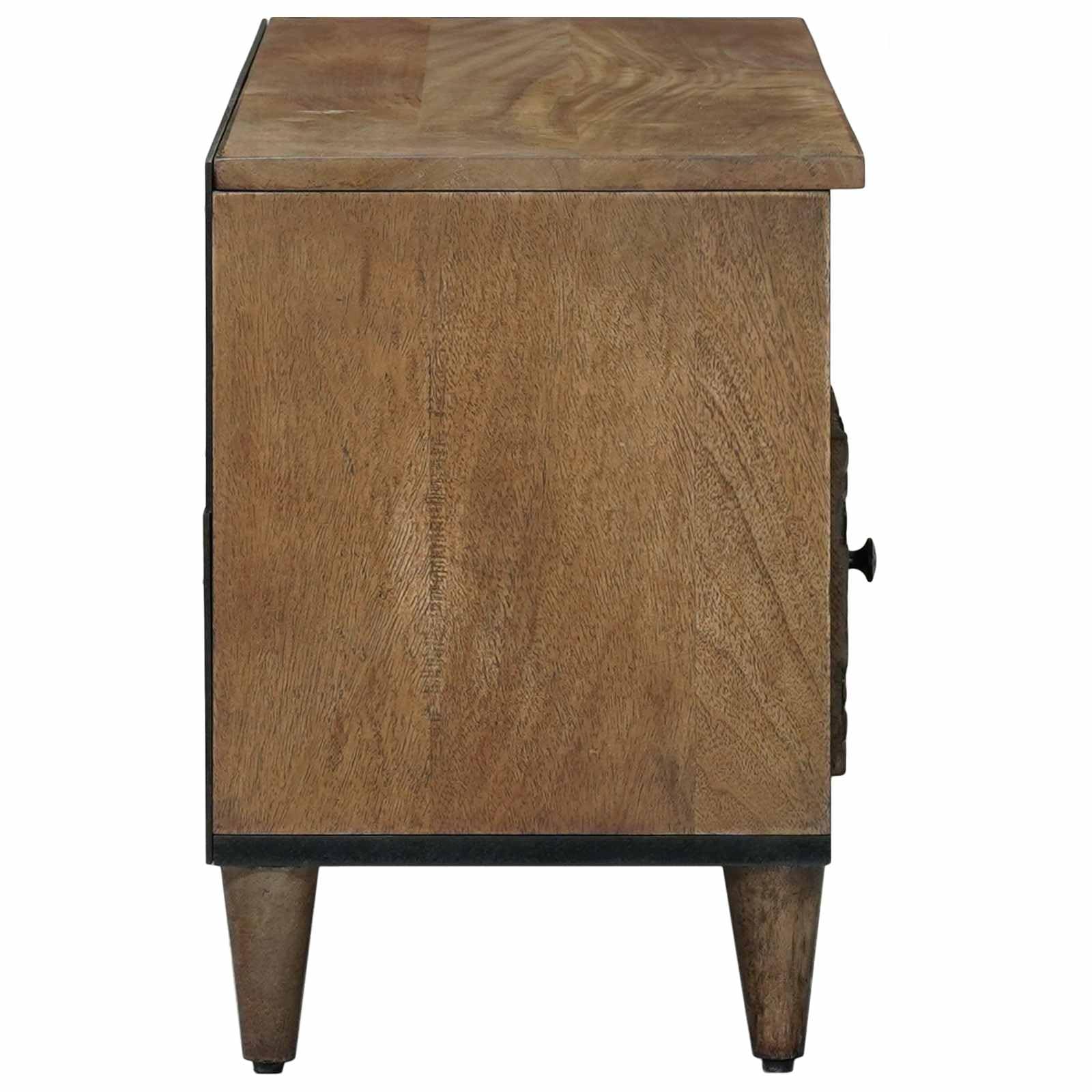 Mueble para TV (madera maciza, mango bajo, 100 x 33,5 x 46 cm), color marrón | Mueble bajo moderno con patas de metal para sala de estar y pasillo, ofrece espacio de almacenamiento con cajón y estantes.
