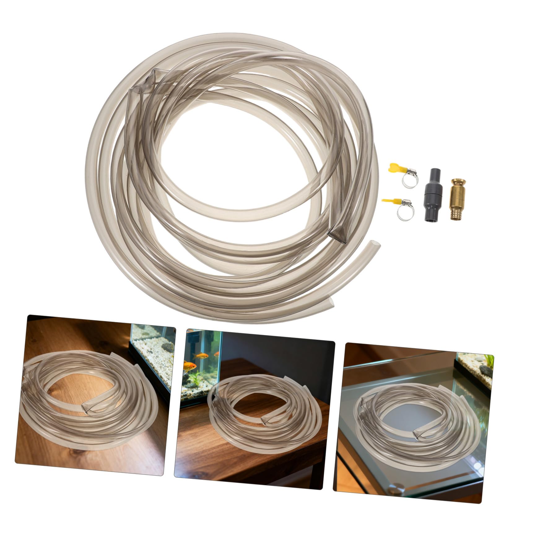 SEWACC Aquarium Siphonschlauch 5m PVC mit Klemme Flexibler Bodengrundreiniger für Wasserwechsel und Kiesreinigung im Aquarium Manueller Aquarien Wasserwechsler für Süß und Salzwasser