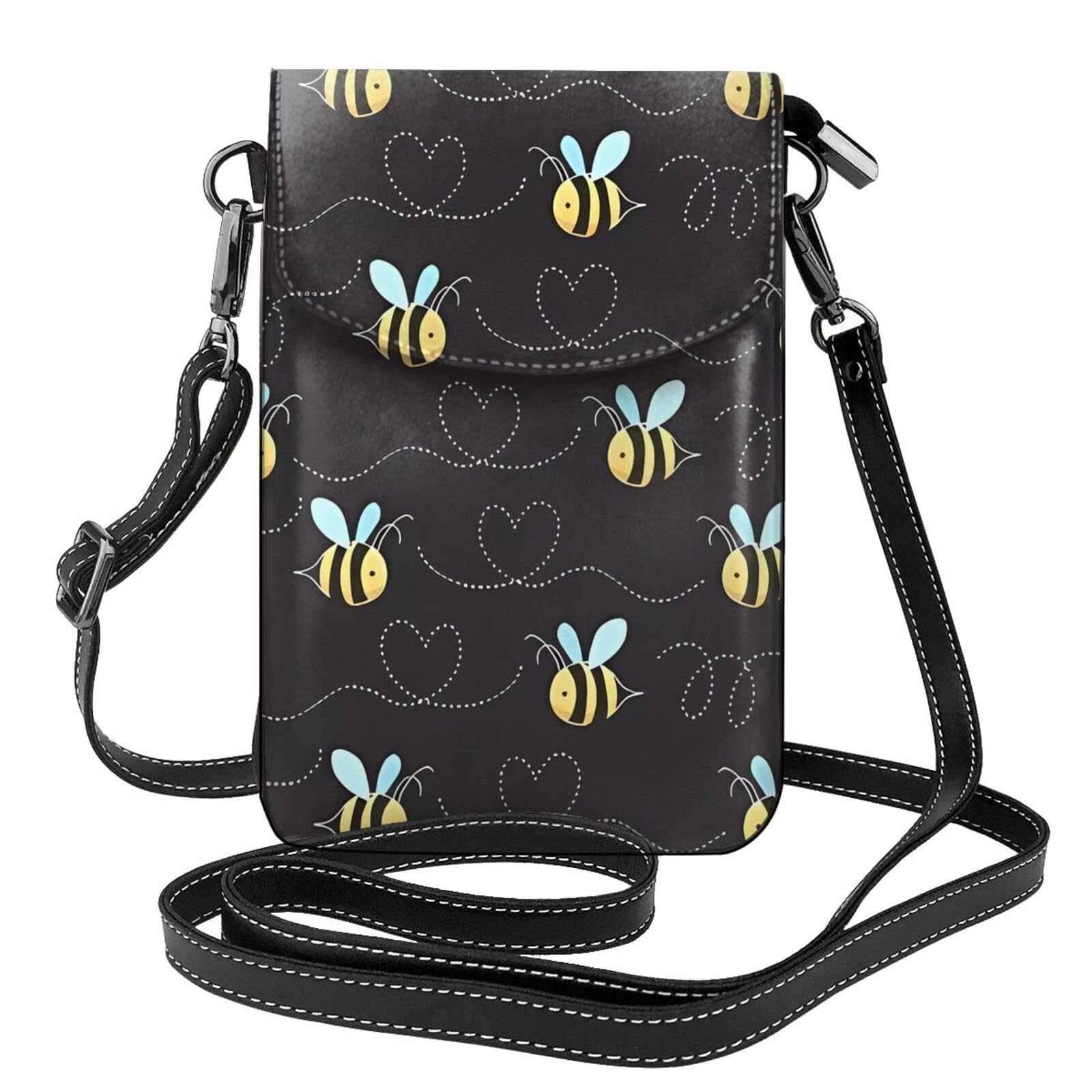 YYHHAOFA Women Small Cell Phone Purse Cartoon Bumblebee Prints Soft, Durable and Waterproof PU Leather Convenient for Daily use and Travel Black