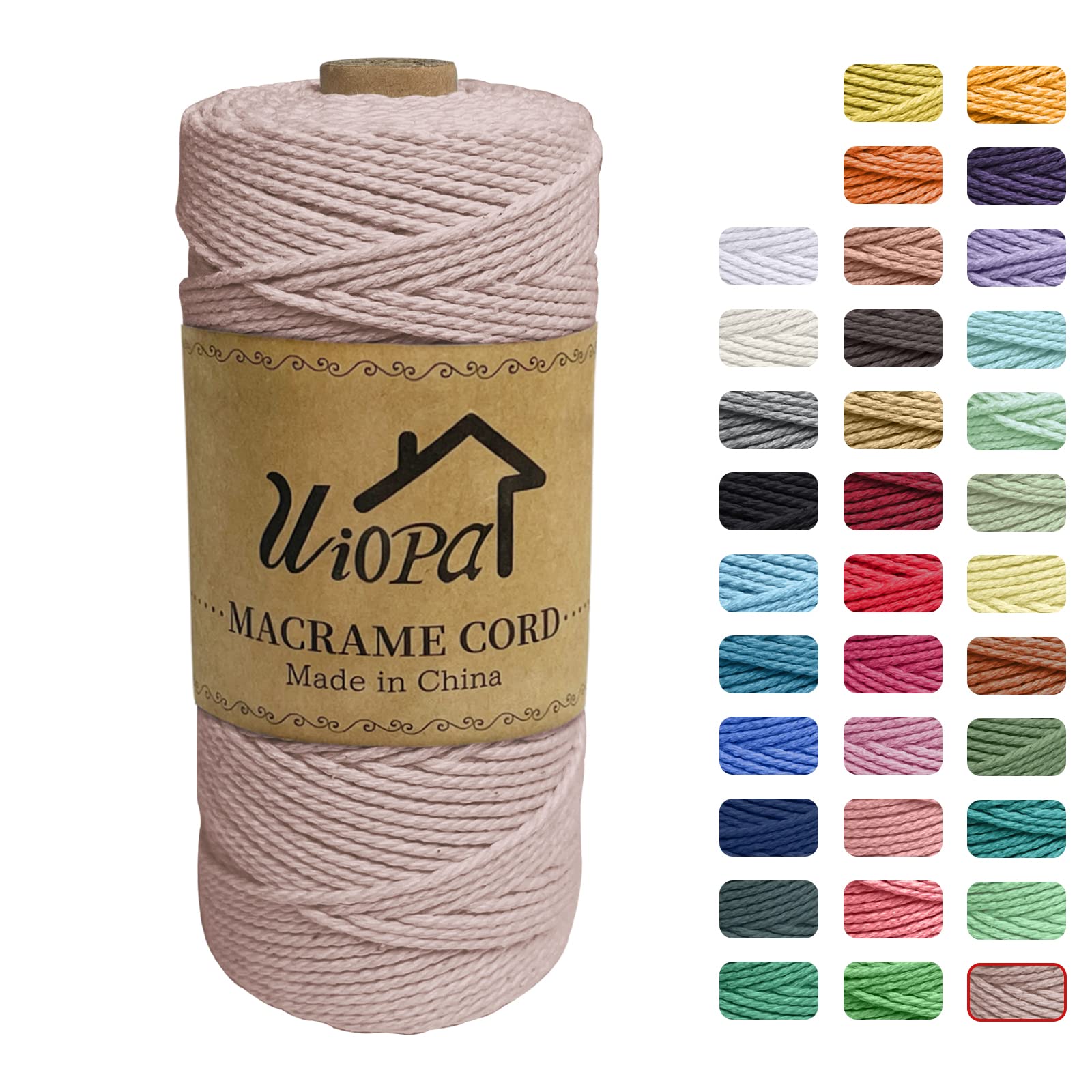 sourcing map Cordoncino macramè naturale, 2 mm x 200 m, 3