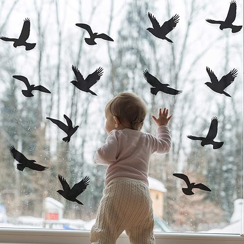 Miniatura 6 de 20 calcomanías anticolisión para ventana con forma de pájaro, calcomanías de alerta para obturador de pájaros, para evitar golpes de personas y
