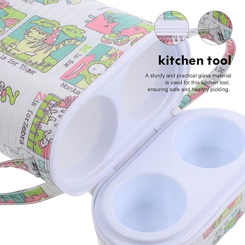 Miniatura 5 de Calentador de agua portátil con doble compartimento y bolsa térmica para leche materna, calentador de botellas de viaje con bonito diseño de oso,