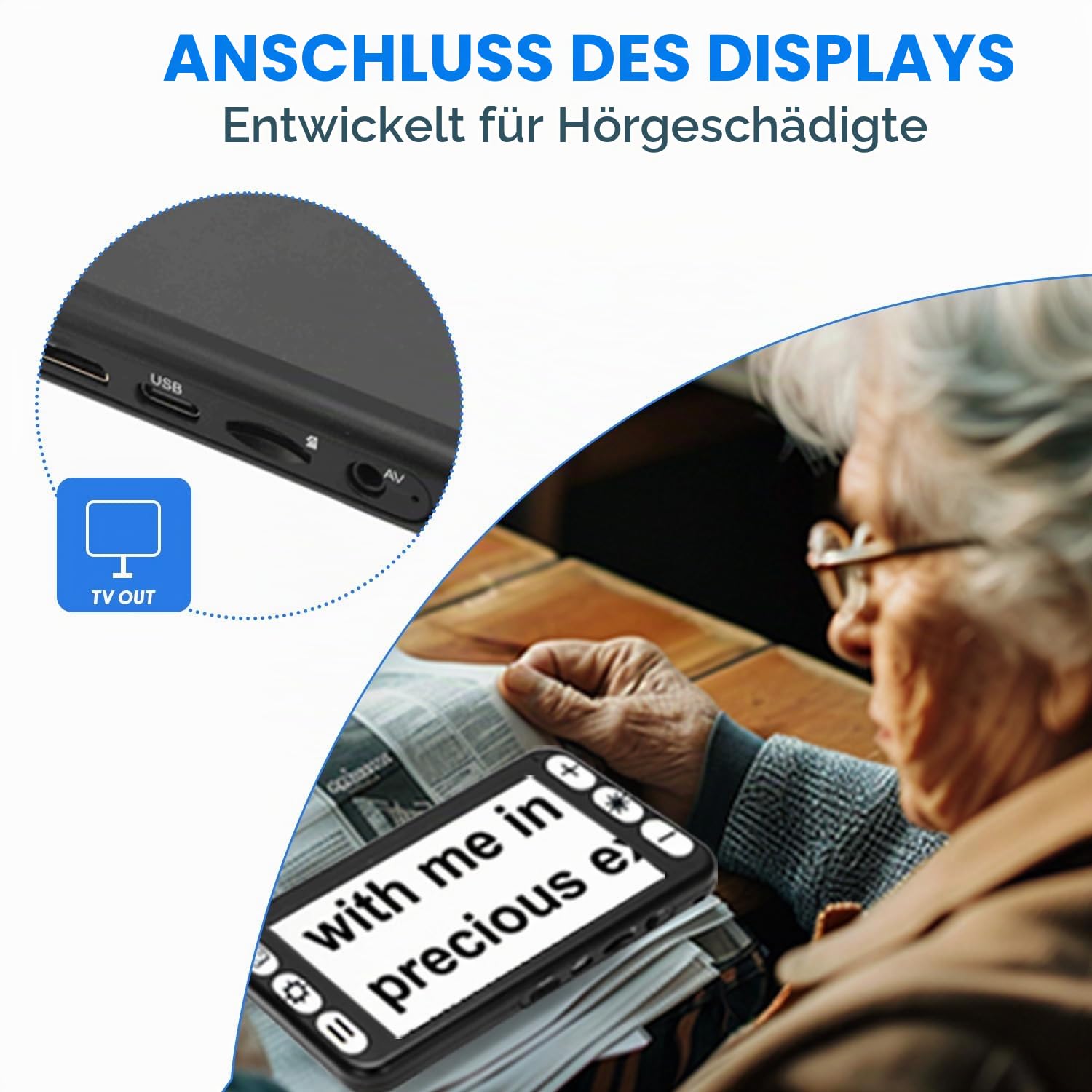 Digitale Handlupe, 5 Zoll Elektronische Lesehilfe Mit 2-48X Stufenloser Vergrößerung, Mehrere Farbmodi, Speicherwiedergabefunktion, Dual Verwendung Für Nah- Und Fernsicht