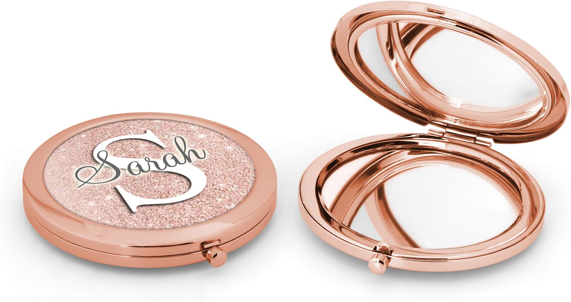 Rose Gold Personalised Initial & Name Pocket Mirror, Hen Party Gift