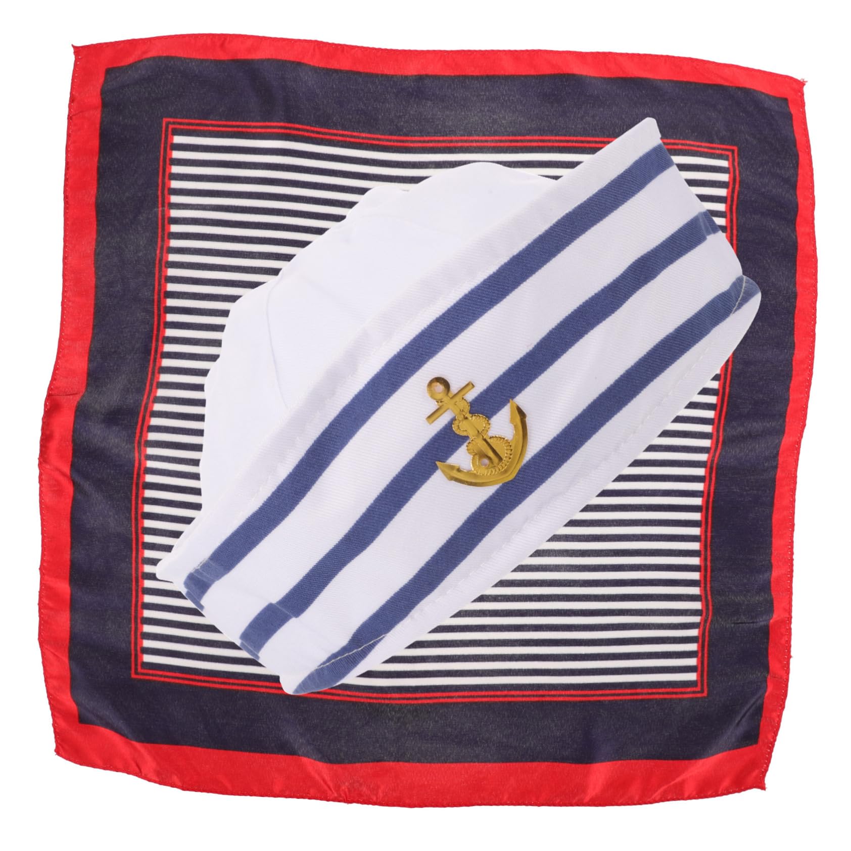SHERCHPRY Captain Hat Sailor Hat and Scarf Set Nautical Style Clothing Accessories for Women Party Supplies Multi