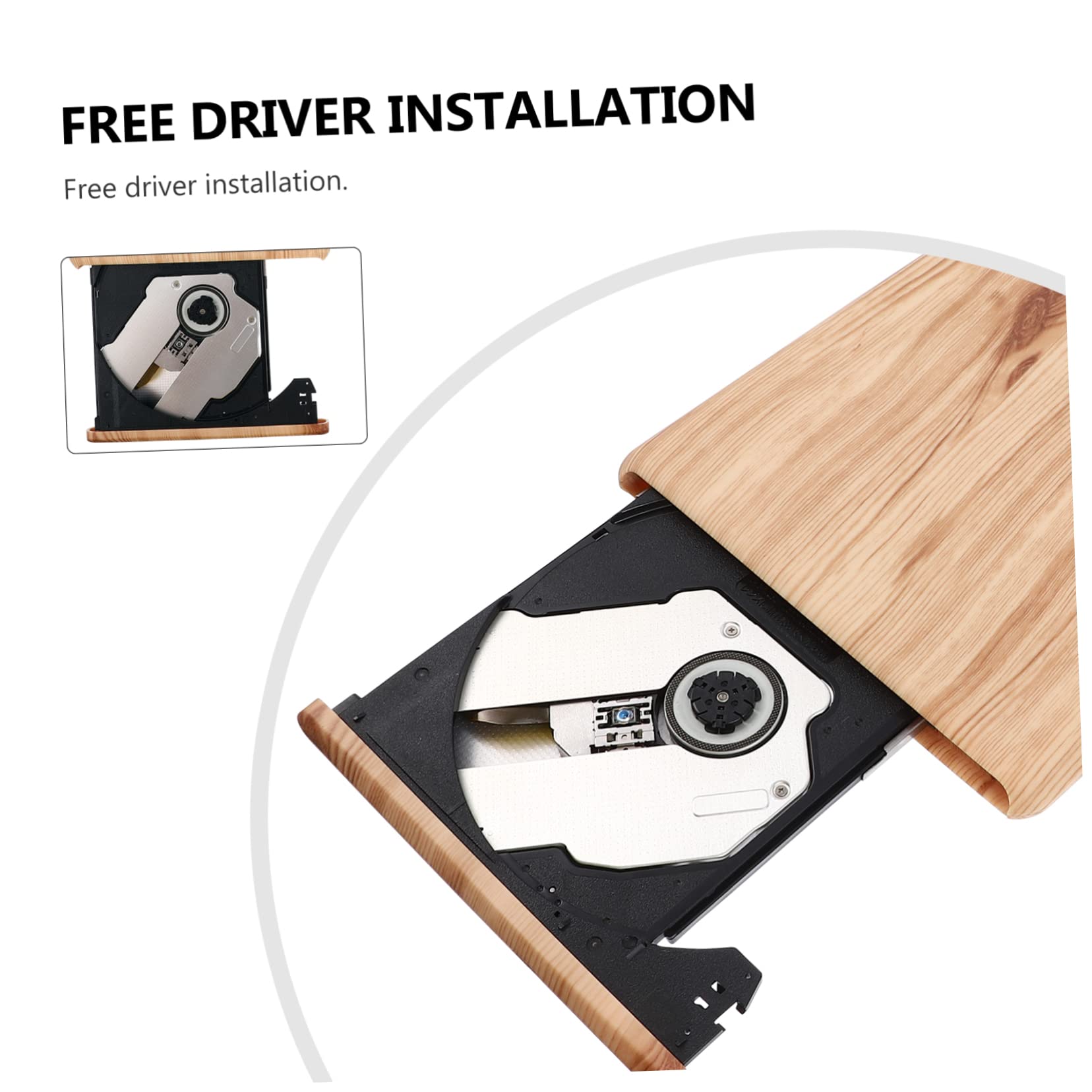HEMOTON Unità Dvd Portatile Masterizzatore USB per Computer Effetto Legno Masterizzatore CD Dvd Lettore CD