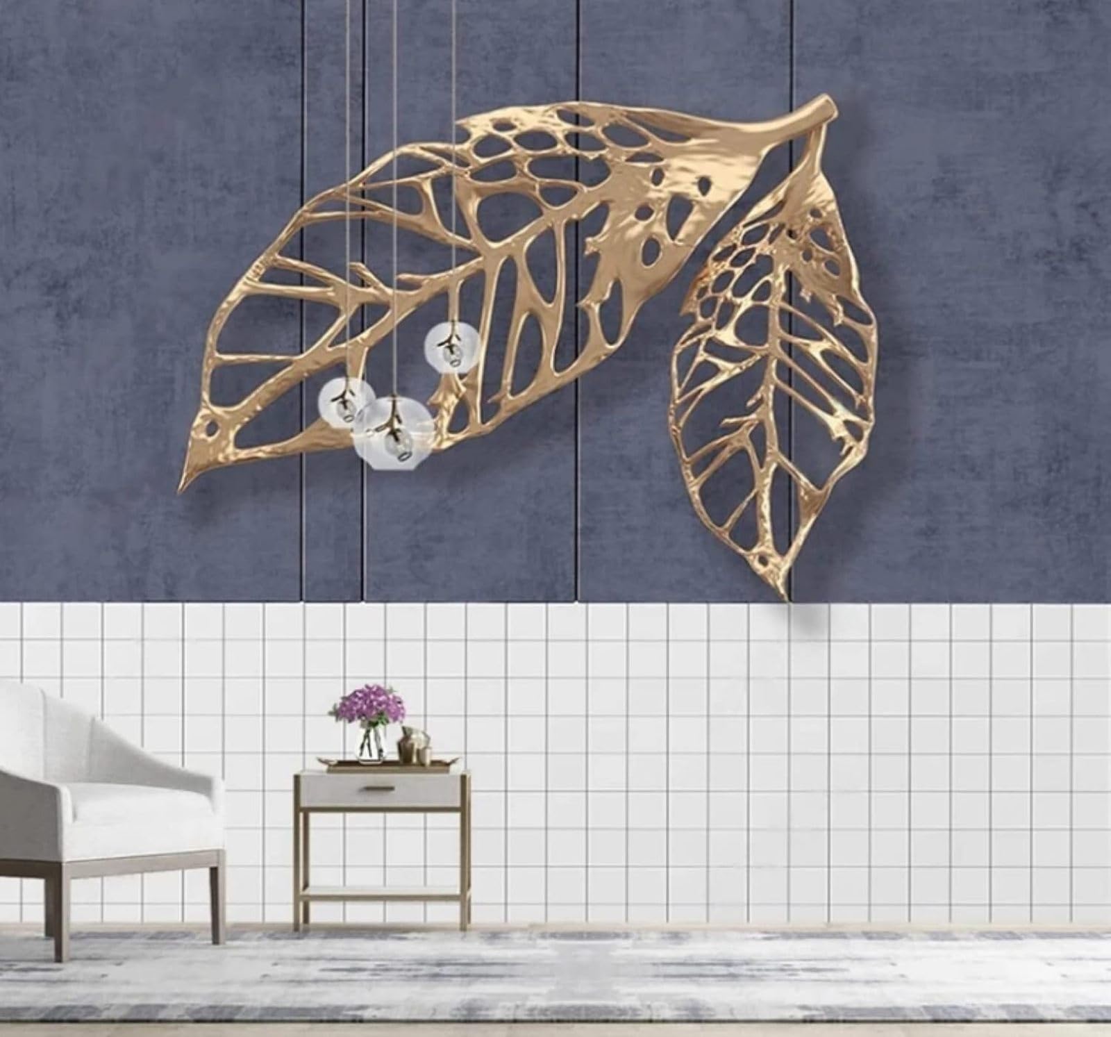 Minimalist Three Dimensional Luxury Gold Leaves Art 3D Wallpaper Easy Install Feature Office Living Room Sofa Bedroom TV Background Wall Decoration-150cm×105cm