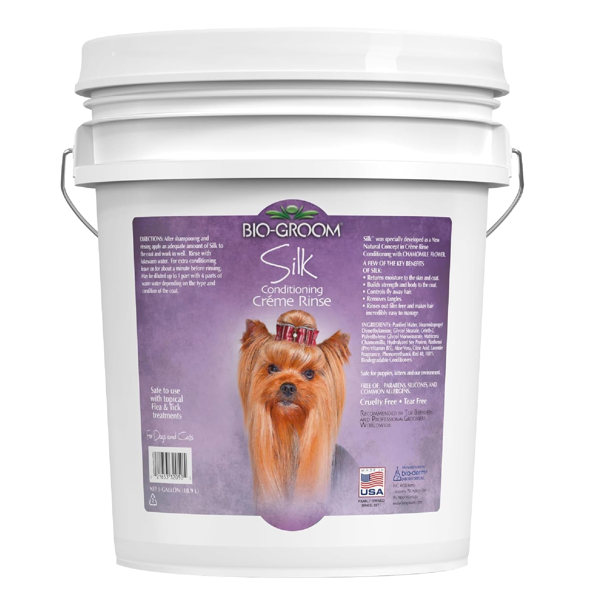 Bio-Groom - Silk Creme Hundespülung - Feuchtigkeitsspendende Pflegespülung - Hundezubehör für empfindliche Haut - Tierversuchsfrei, ohne Parabane, Silikone und gängigen Allergenen - 19 L