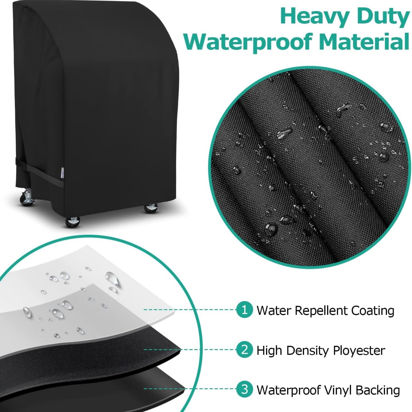 Universal Protector para Barbacoas 420D Oxford Exterior, Anti/UV Viento Funda para Barbacoa, Cubierta BBQ Polvo/Impermeabilidad, Resistente al Desgarro/Agua (Color Negro,81W x 61D x 110H cm)