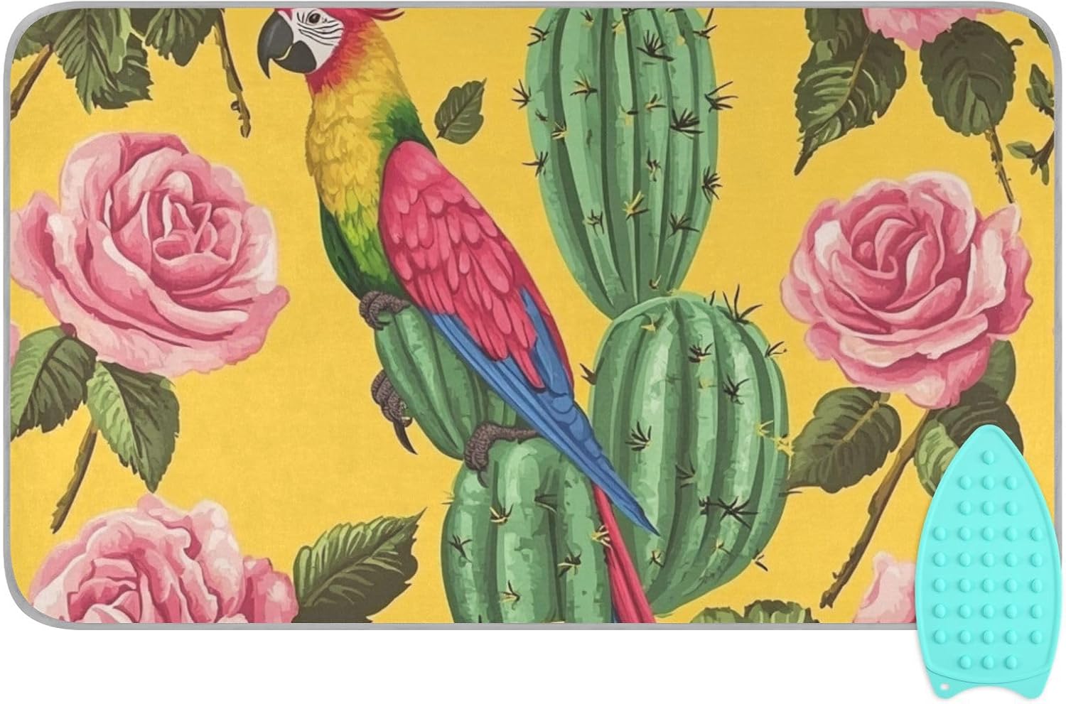 Green Flower Butterfly Ironing Mat Thickened Ironing Blanket Travel Portable Double-Side Using Ironing Pad Travel Isolate Heat Pad Cover for Washer Dryer Table Top Countertop 27.6x47.2in
