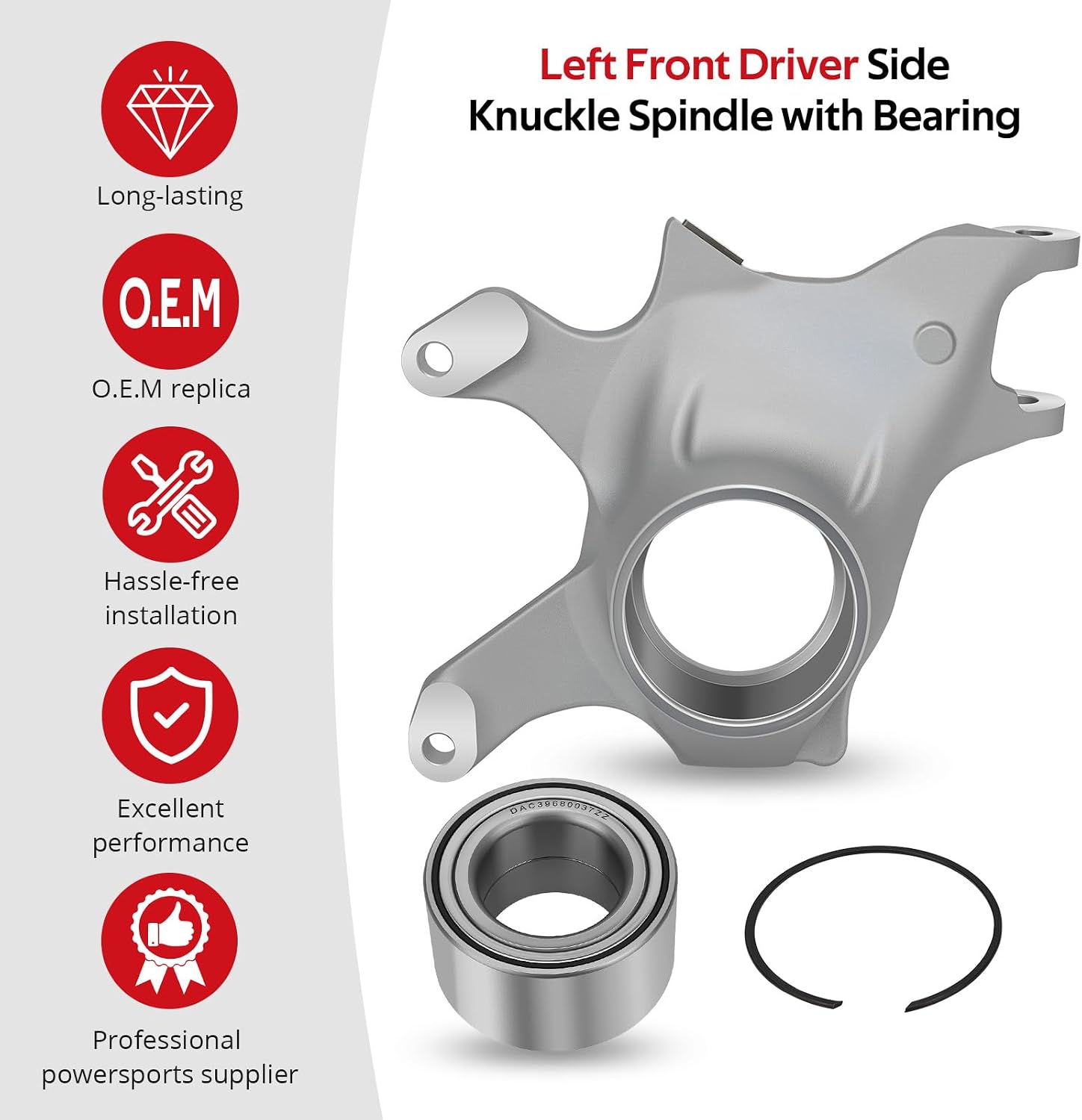 JAVIK Left Front Driver Side Knuckle Spindle with Bearing Fit for Can-am Maverick X3 Turbo Max Turbo 2018-2024，O.E.M#706204785 706202759