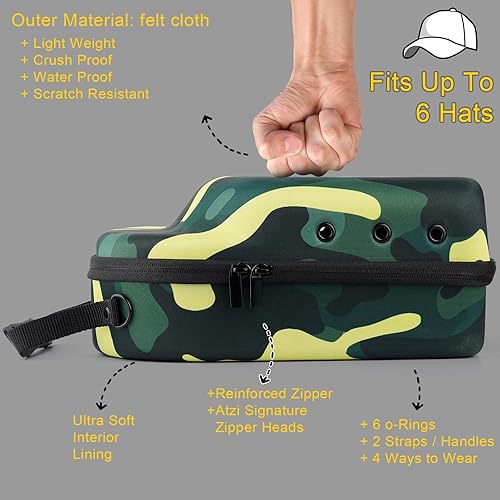 Miniatura 9 de GERMUN Funda rígida para gorra de béisbol, funda de viaje con correa ajustable para el hombro, funda para 6 gorras de béisbol, perfecta para viajar