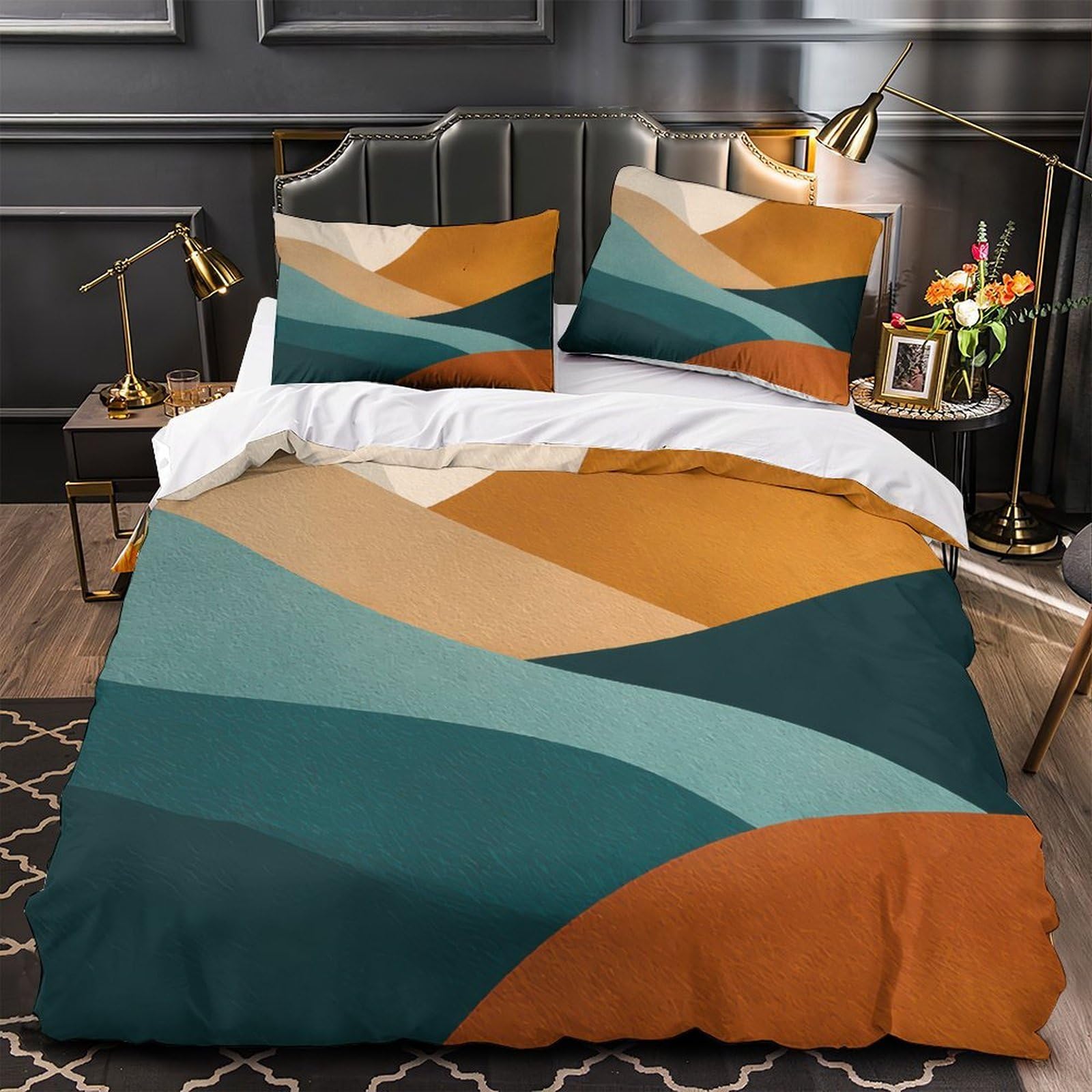 Housse de couette 3D paysage abstrait 140x200cm pour lit simple adolescent