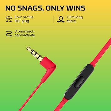 HyperX Cloud Earbuds II 14mm Drivers, Four Eartips, Hard-Shell Carrying Case, Low-Profile 90 Plug, 3.5mm Plug, Built-in Microphone, Multi-Function Button, PC, Mobile, Nintendo Switch Red